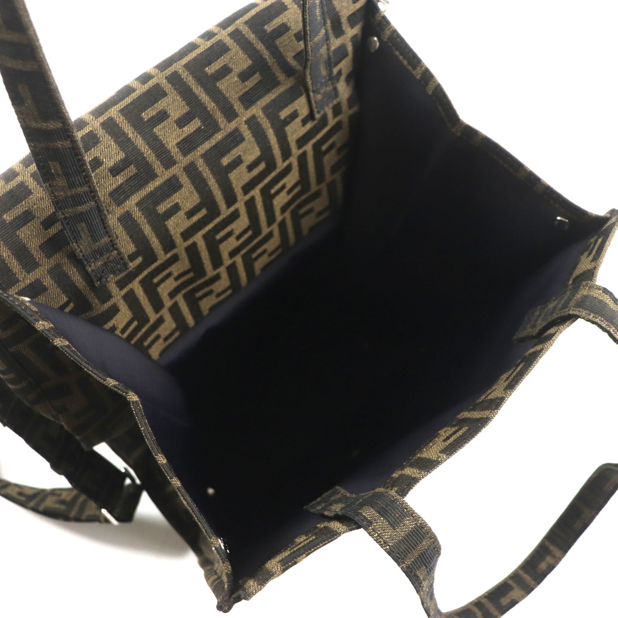 FENDI x FRAGMENT 8BH418 Zucca Baguette Foldable 3-Way Tote Canvas Shoulder Bag, Brown, with Dust Made in France, Men's — Like New