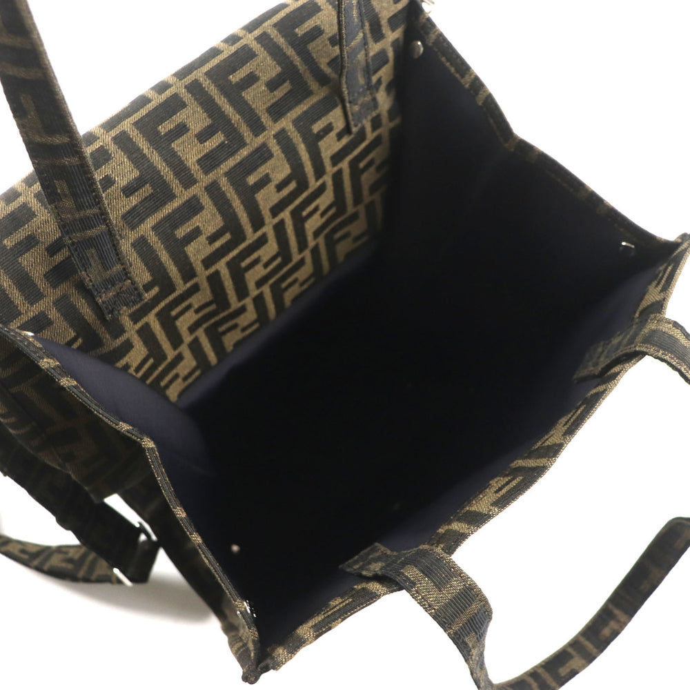 FENDI x FRAGMENT 8BH418 Zucca Baguette Foldable 3-Way Tote Canvas Shoulder Bag, Brown, with Dust Made in France, Men's — Like New