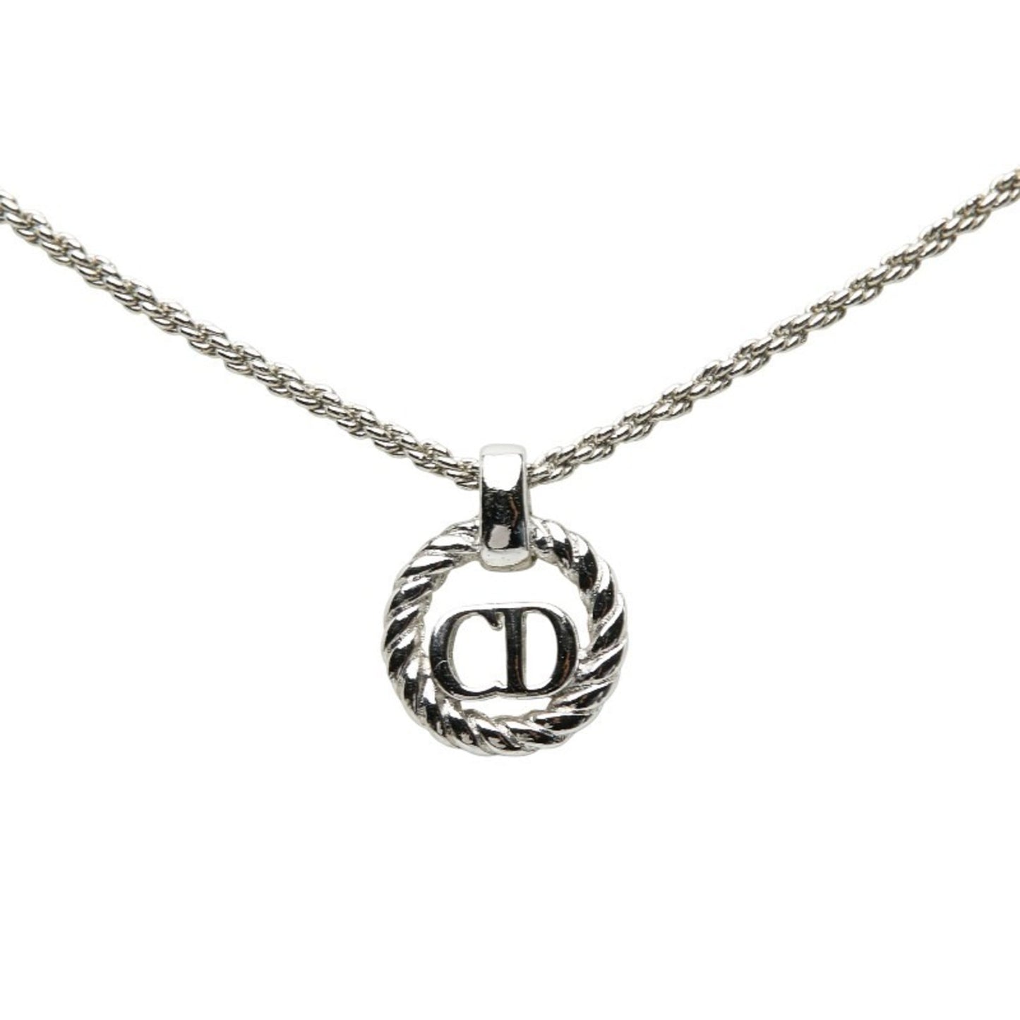 Christian Dior Dior CD logo necklace in silver metal for women.