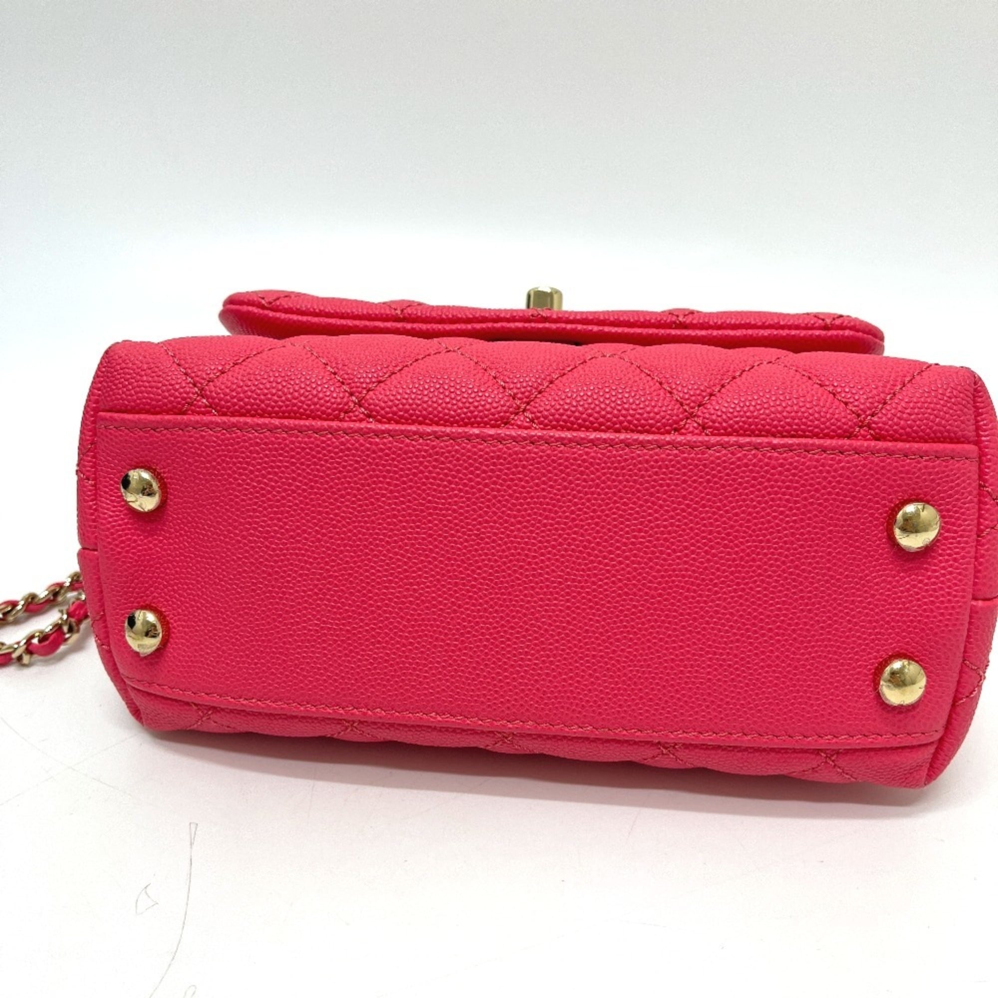 CHANEL AS2215 Coco Handle XXS/Coco 19 2-Way Handbag, Caviar Skin, Coral Pink, Like New — Like New