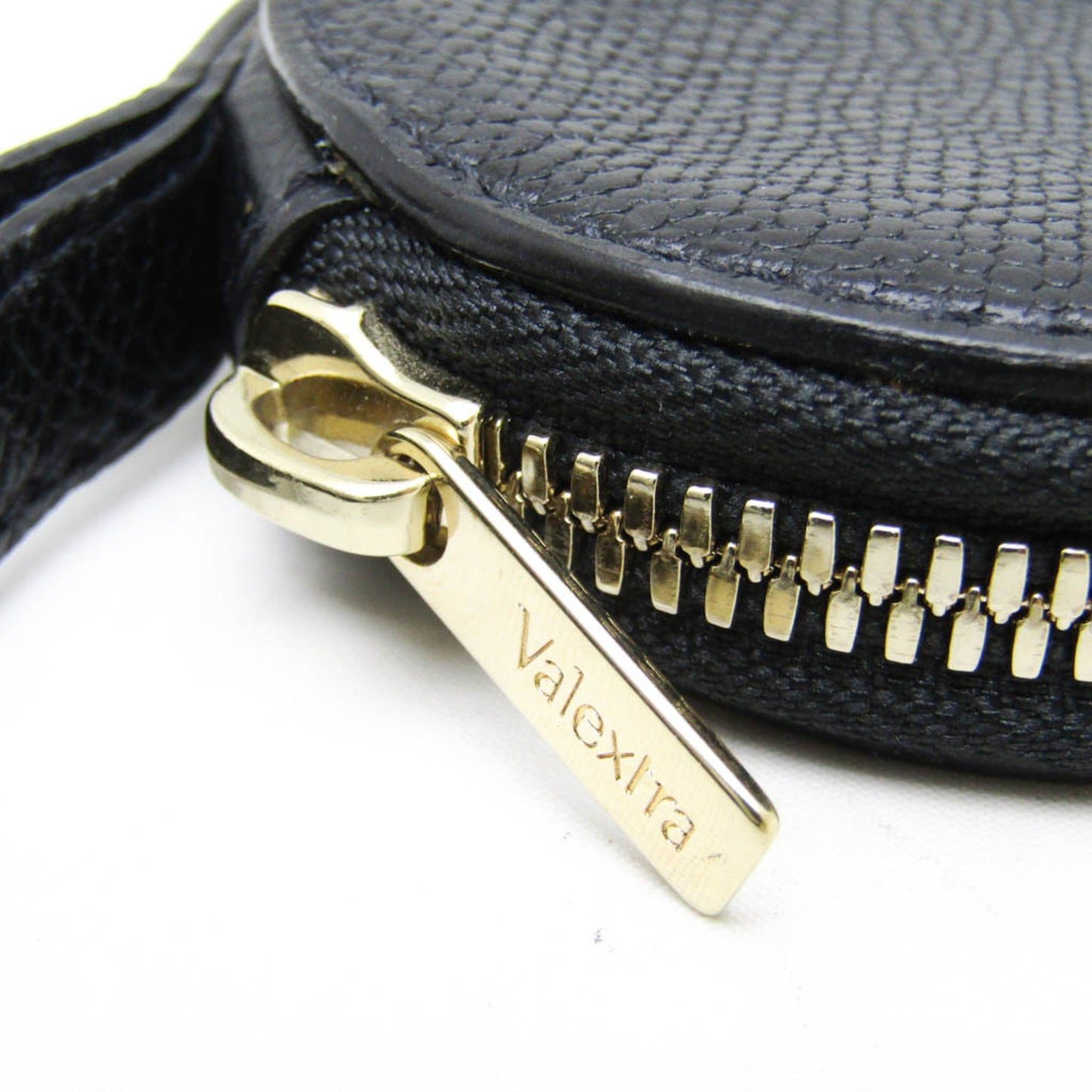 Valextra Round Type Men,Women Leather Coin Purse/coin Case Black