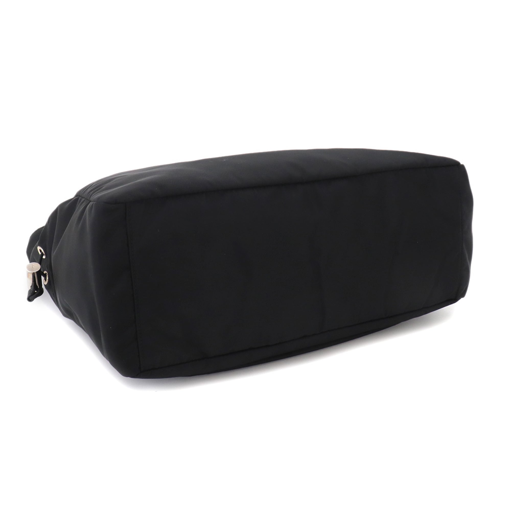 Prada PRADA Tote Handbag Nylon Saffiano Leather Nero Black 2VG042 Silver Hardware Bag — Like New