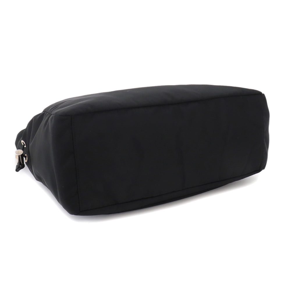 Prada PRADA Tote Handbag Nylon Saffiano Leather Nero Black 2VG042 Silver Hardware Bag — Like New