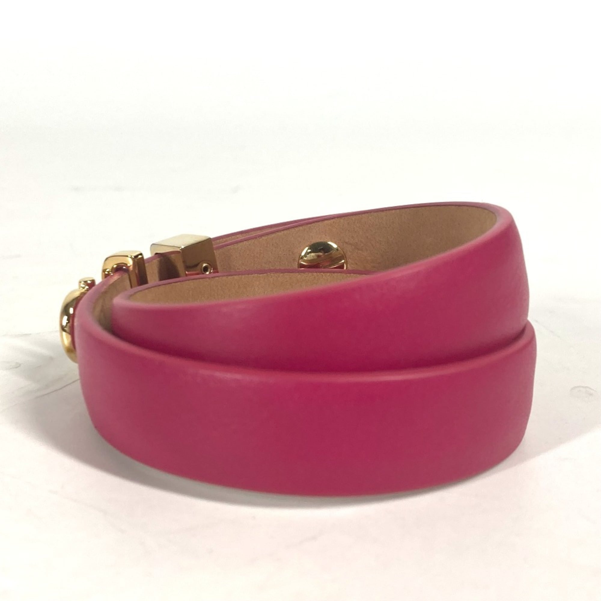 Salvatore Ferragamo Double Gancini Bracelet Leather Women's Pink M-240910-5 — Like New