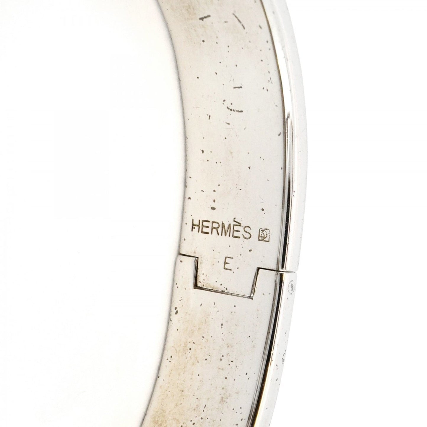 Hermes Click-Clack PM Bangle in Metal Silver and Ivory for Women