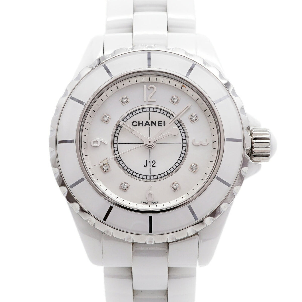 Chanel J12 8P Diamond H2422 White Dial Women's Watch — Good