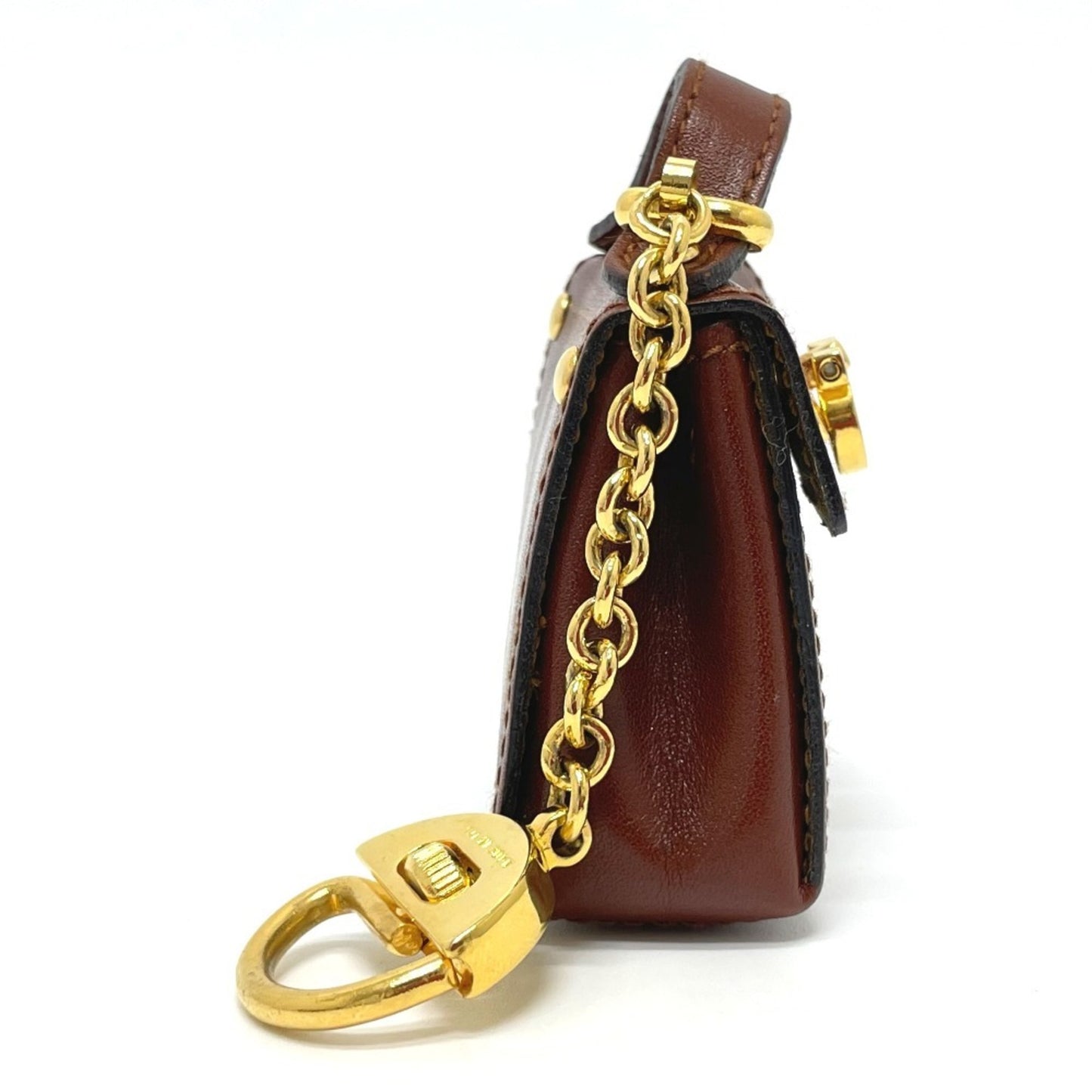 Salvatore Ferragamo Bag Motif Gancini Charm Leather Ladies Brown x Gold Hardware