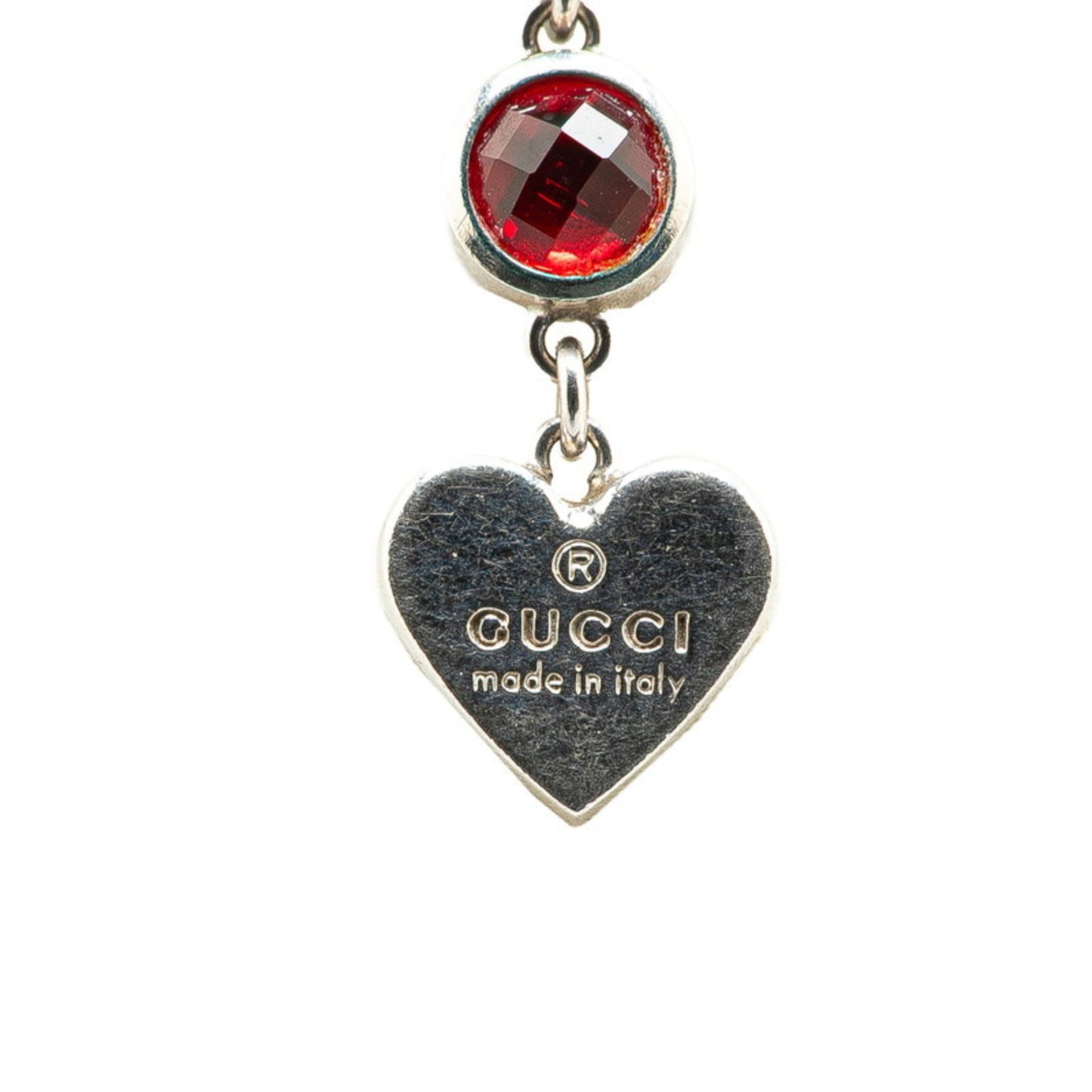 Gucci Heart Stud Bejeweled Necklace SV925 Silver Women's GUCCI