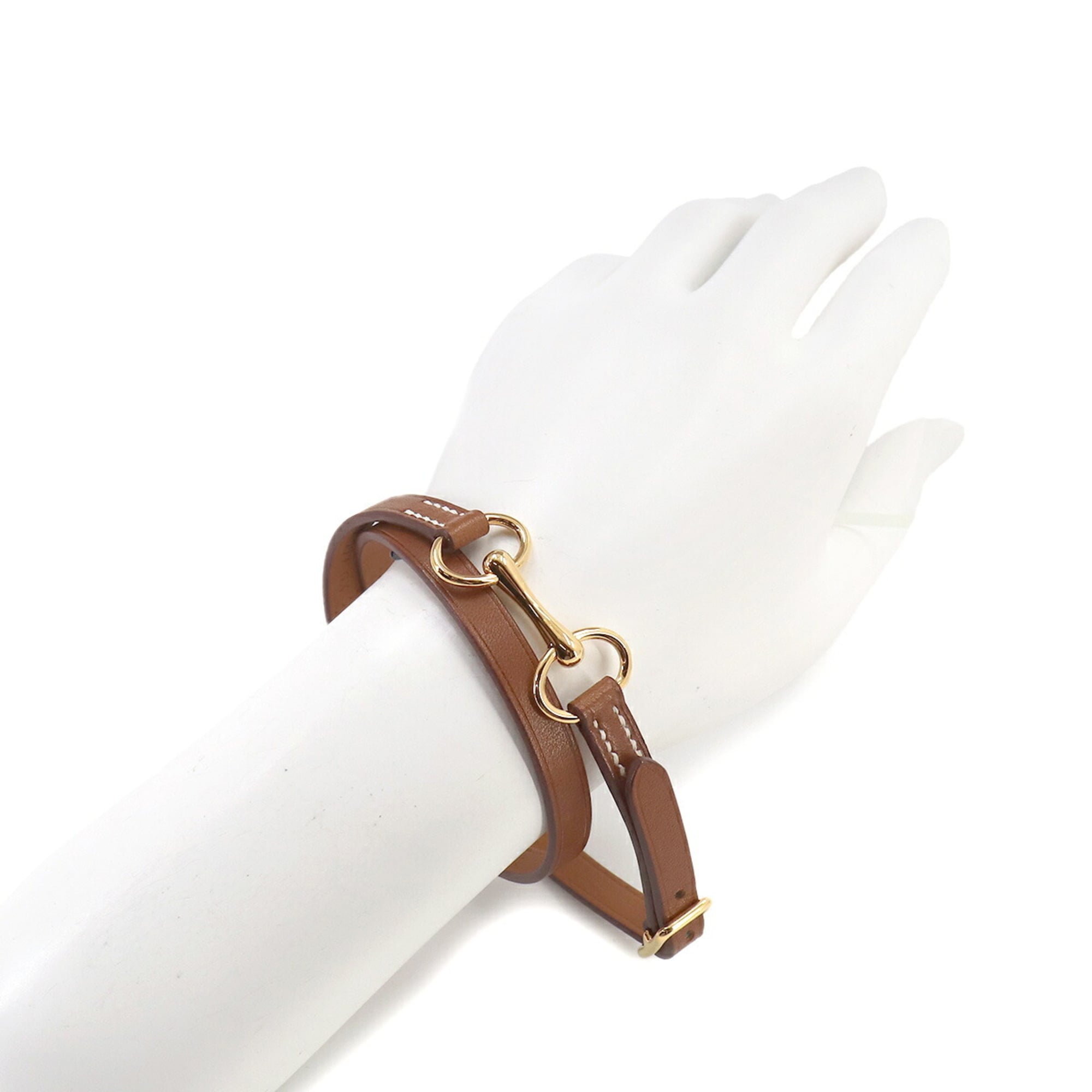 Hermes Triple Tour Bracelet, Leather, Brown, T1 Y Stamp, Gold Hardware — New - Store Return