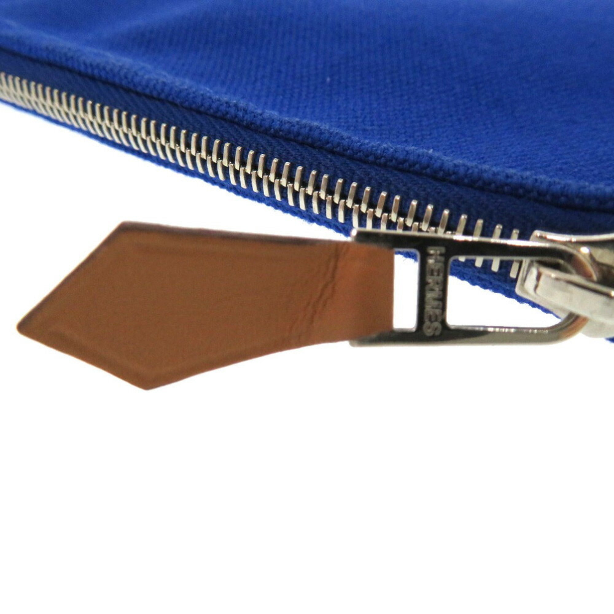 Hermes Flat Pouch MM Canvas Blue 0275HERMES — Like New
