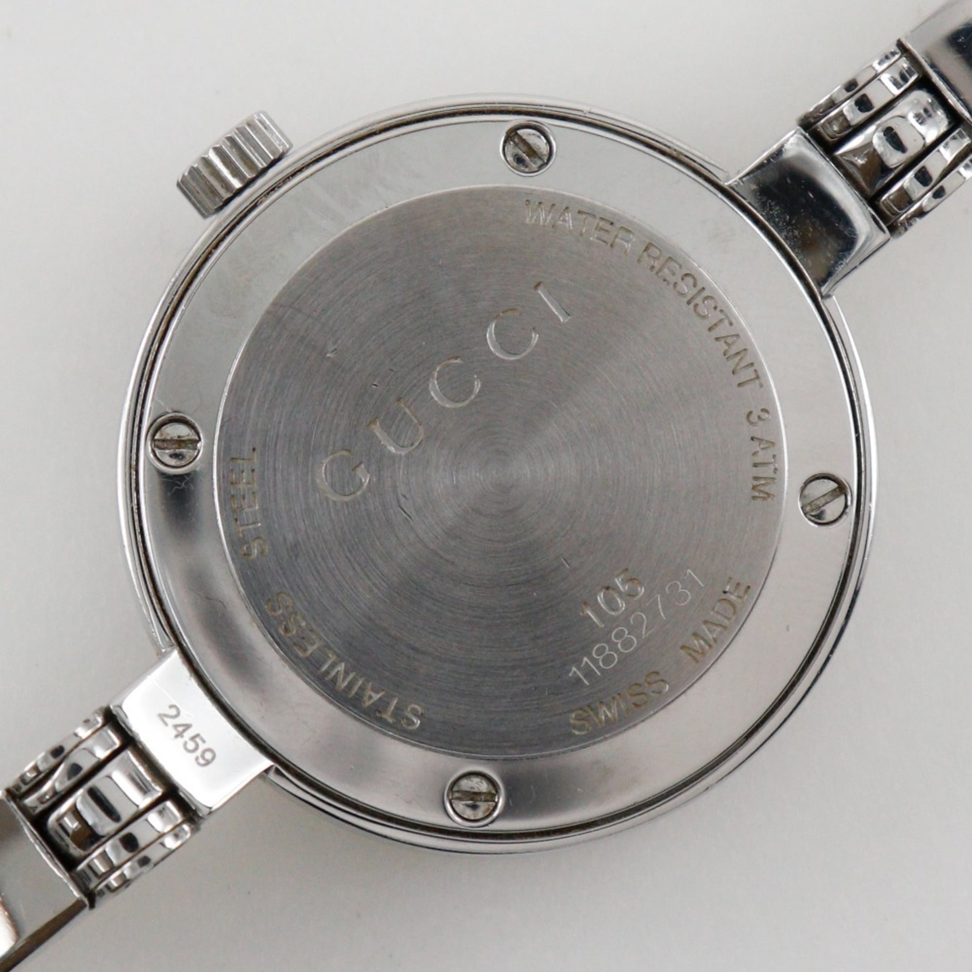 Gucci G Circle Watch Logo 105 Stainless Steel Quartz Analog Display White Dial Women's — Good