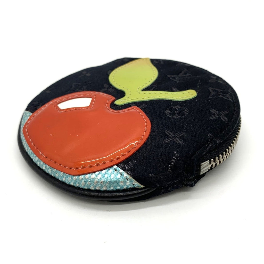 LOUIS VUITTON M92272 Coin Case, Comte de Fée Porte Monnaie Long, Apple Monogram Satin, Black, Women's