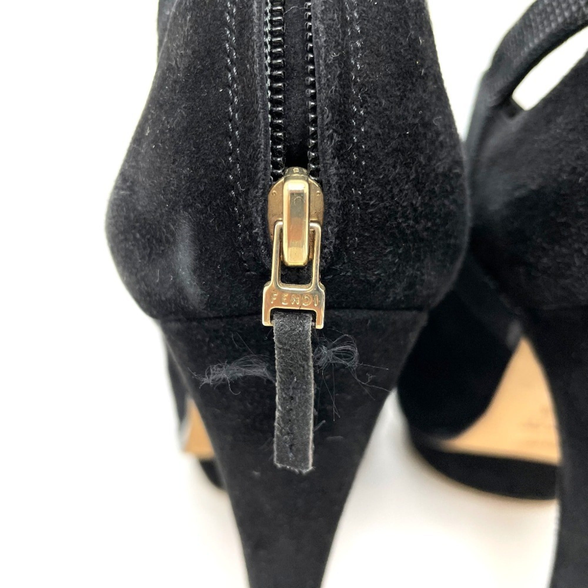 FENDI Made in Italy VERO CUOIO High Heel Dress Shoes Leather Women's Black