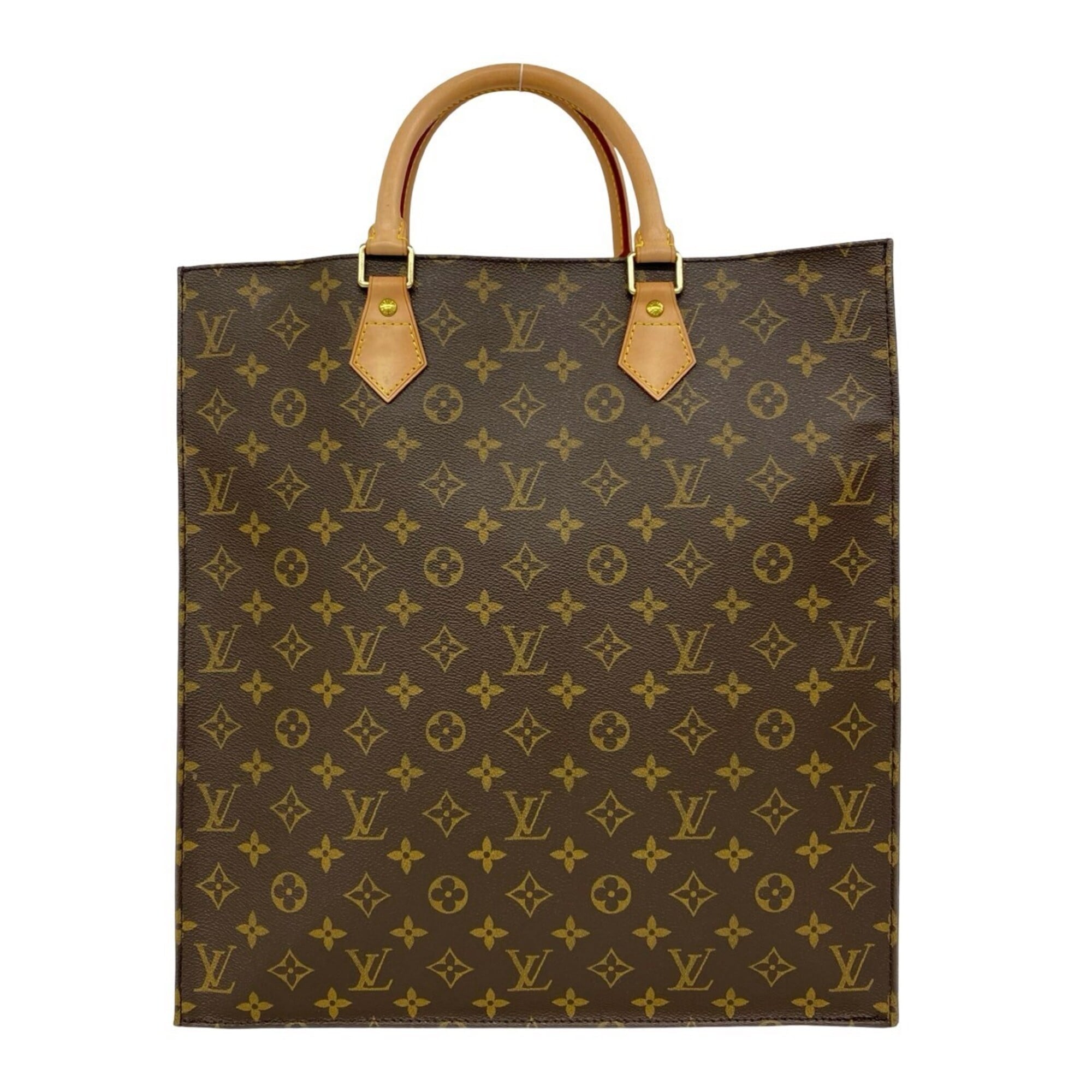 LOUIS VUITTON Louis Vuitton Sac Plat Monogram Logo Pattern Leather Handbag Tote Bag Brown 04714 — Like New