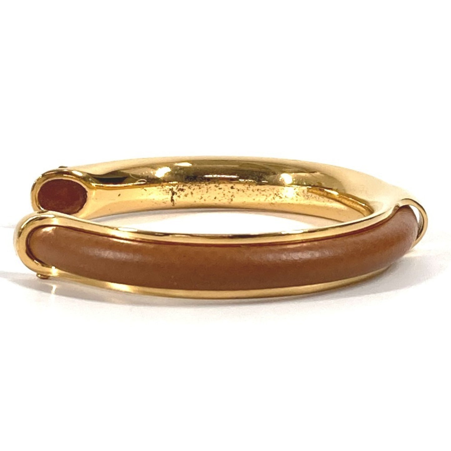 HERMES Hermes Bracelet Bangle Metal/Leather Women's Brown