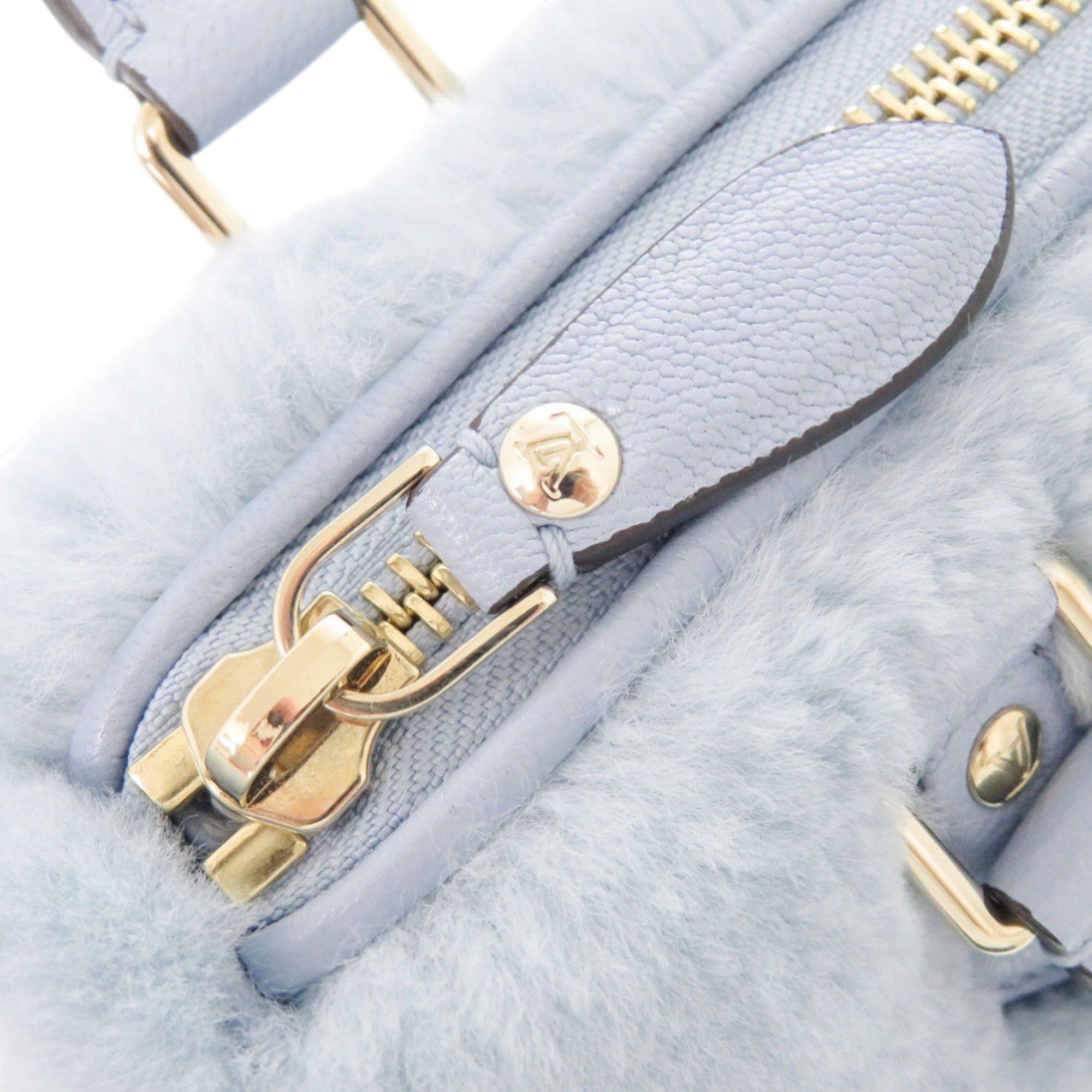 Louis Vuitton Nano Speedy M11399 IC 2-Way Leather Mink Fur Light Blue Handbag LV 1052 LOUIS VUITTON — Like New