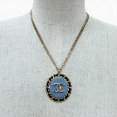 CHANEL (2025 model) B25P Coco Mark Denim Design Chain Necklace, Indigo Blue, Gold Hardware, Made in Italy, Women's — Like New