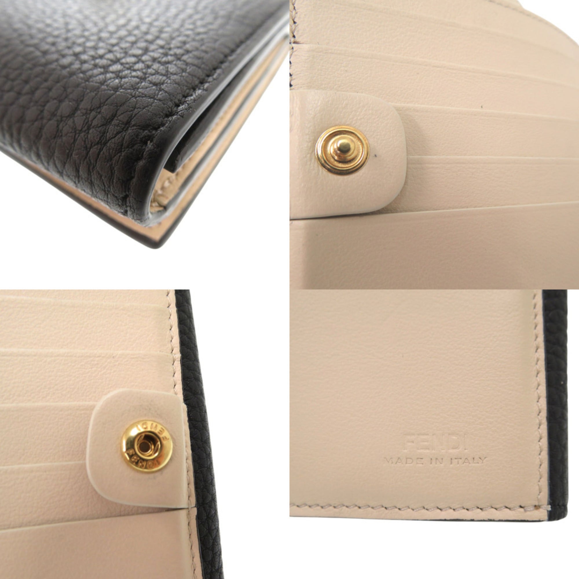 Like new Fendi PEEK A BOO bifold wallet 8M0438 A91B F11IE calfskin 0197