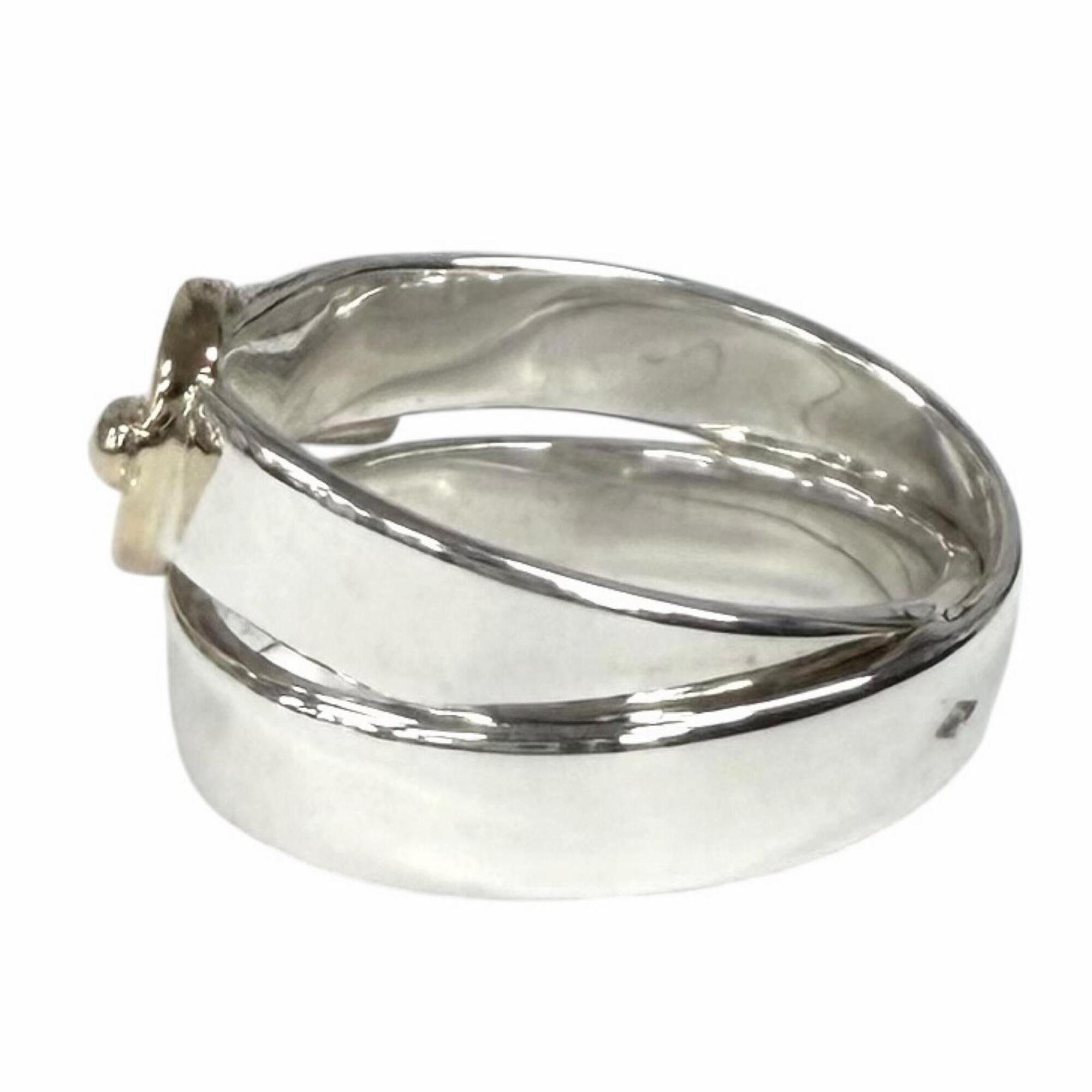HERMES Vintage 925 750 Double True Ring, Combination Silver and Gold, Size 50, Weight 5.5g, Women's — Like New