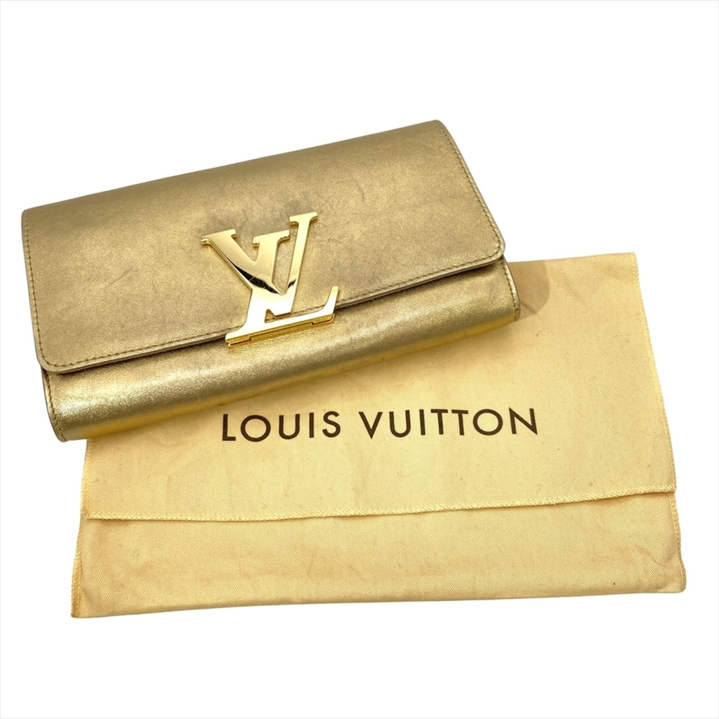 Louis Vuitton Pochette Louise EW Clutch Bag M94334 Gold with Hardware TR1123 Women's