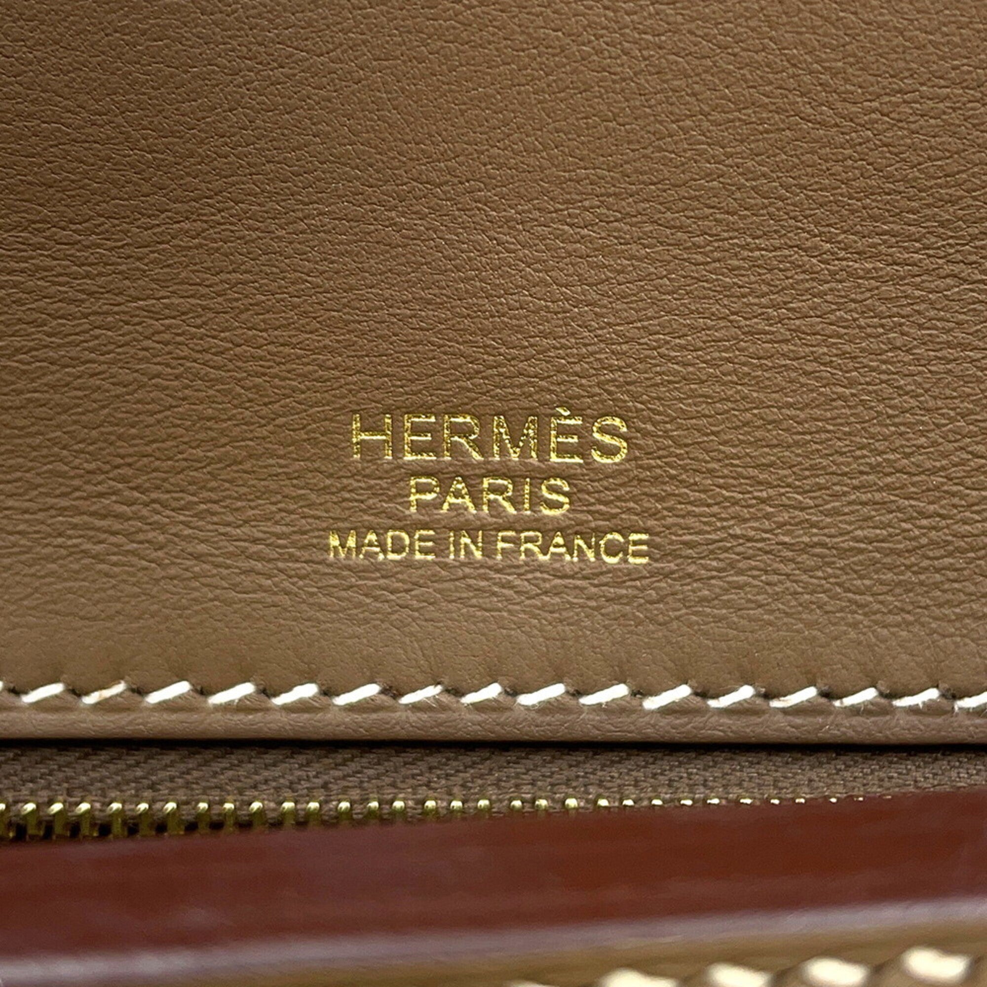 Hermes 24 29 Sac Etoupe Togo Swift Z stamp HERMES 2-way handbag — Like New