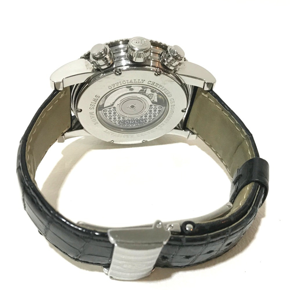 Corum 983.201.20 Back scale Automatic Wristwatch Silver Black belt — Very Good
