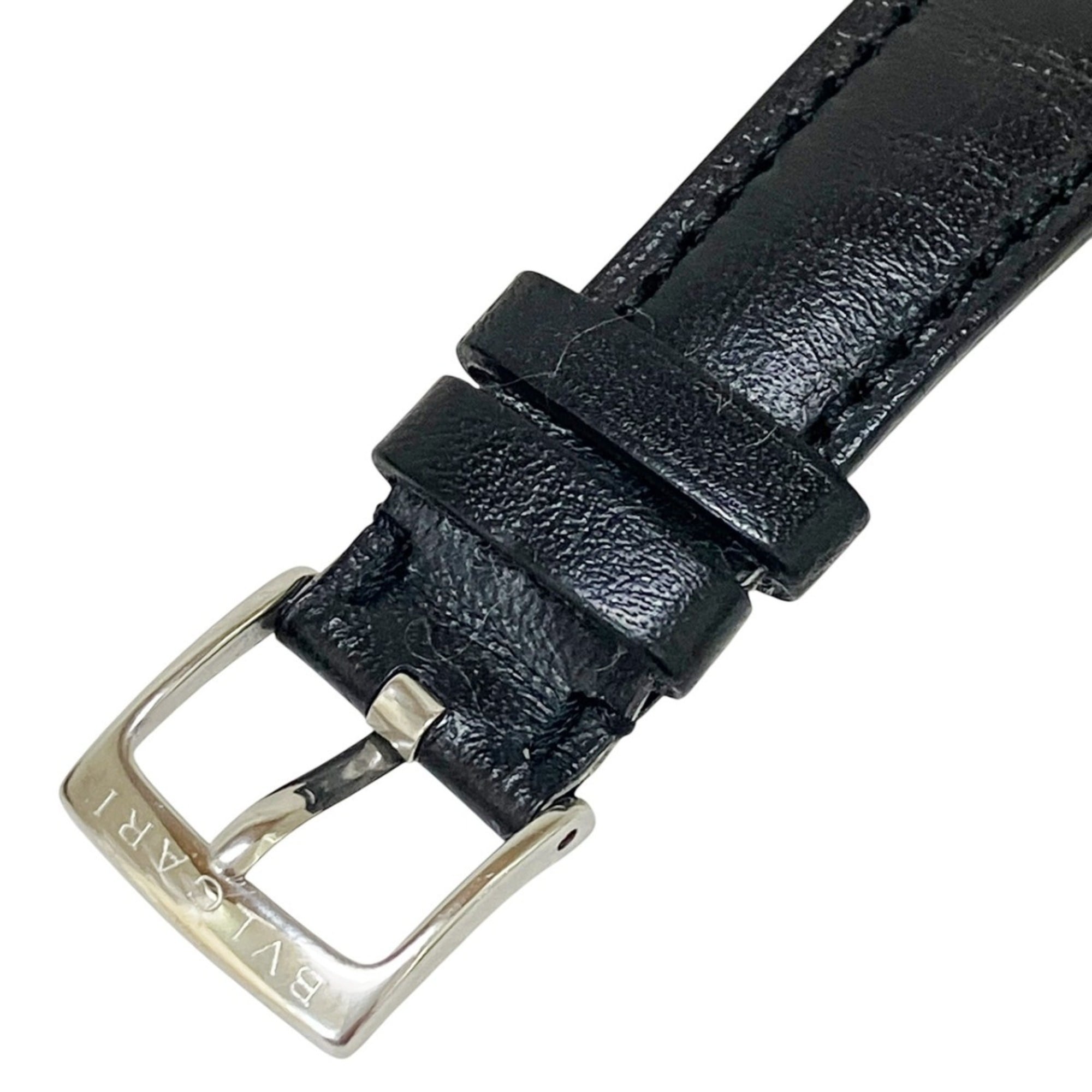 Bulgari BVLGARI Solo Tempo watch, total weight 38.1g, stainless steel, genuine leather strap, quartz movement, silver dial, ST35S — Good