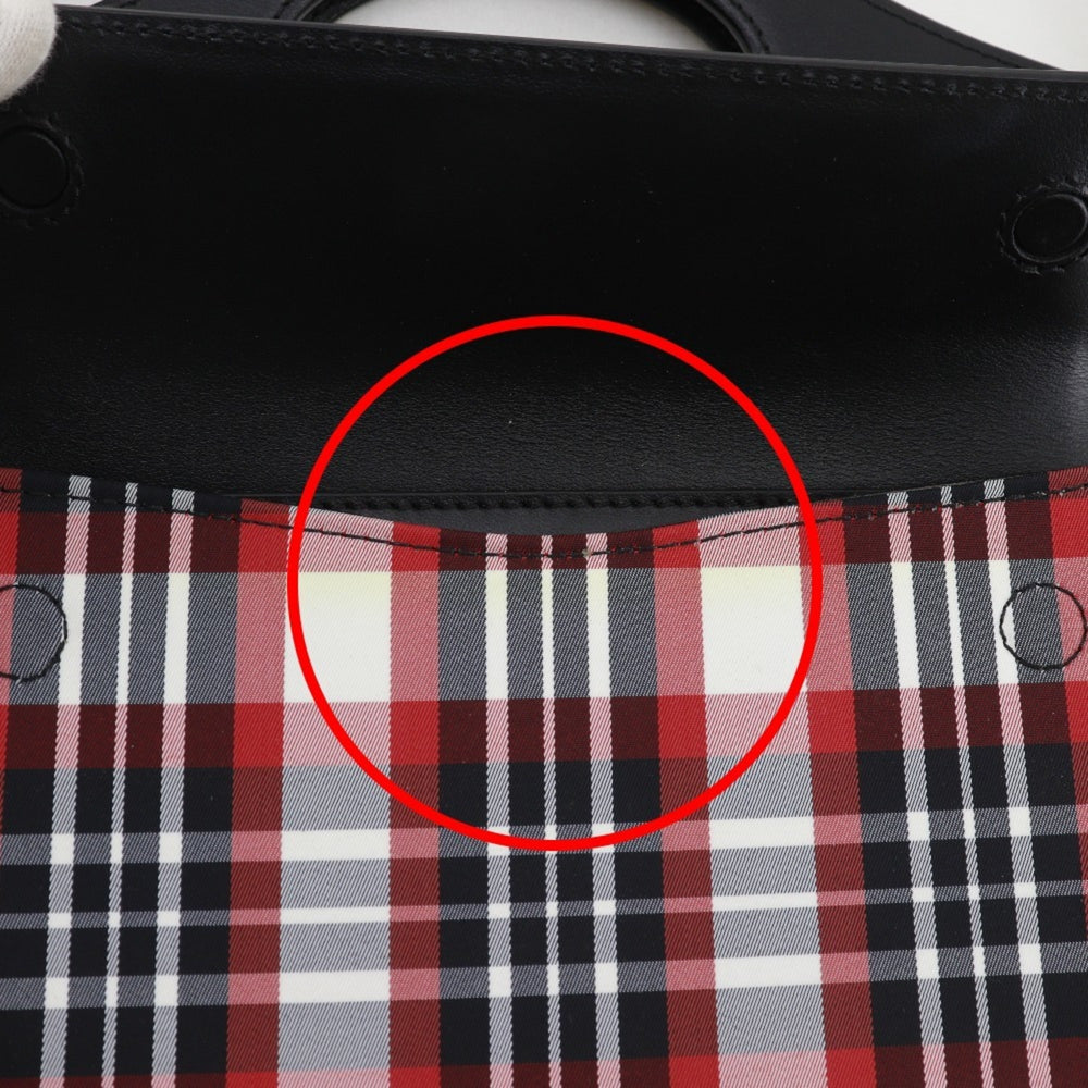 Burberry Mini Pocket Bag, 2-Way Shoulder Check Pattern, 8035841, Calfskin and Nylon, Black/Red, Women's — Like New