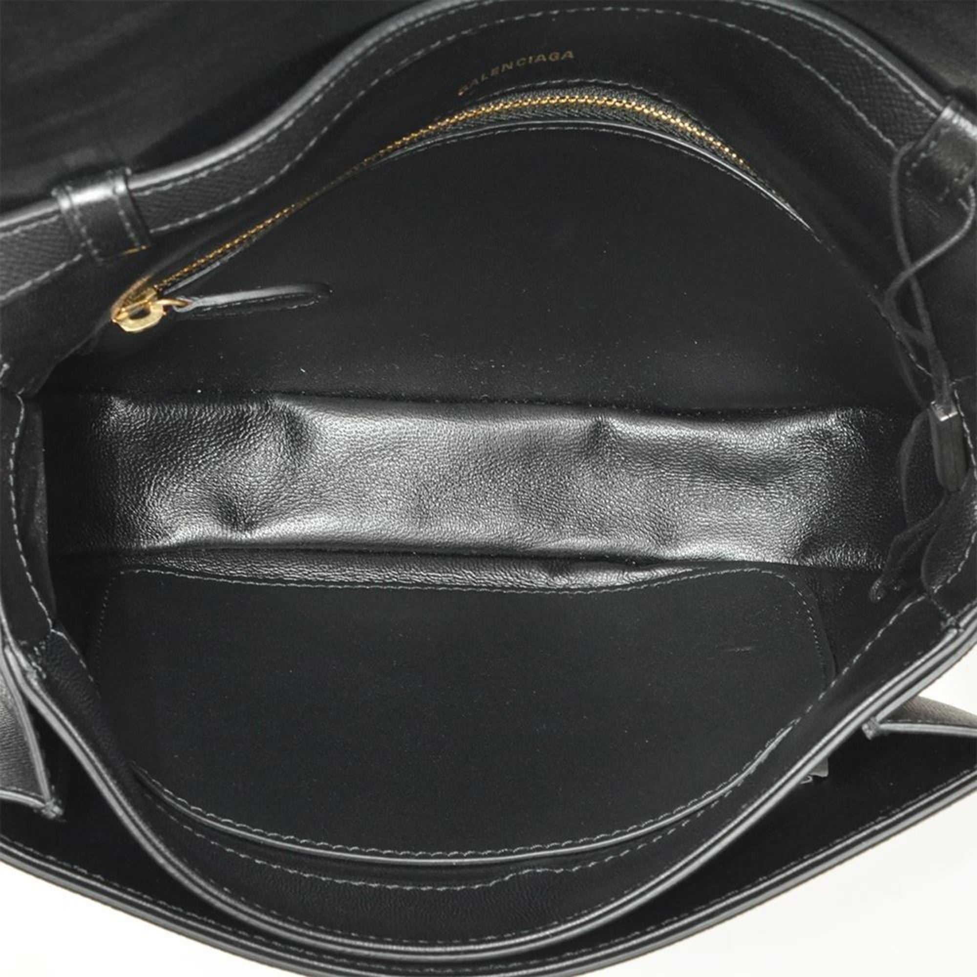 BALENCIAGA Ville Day Shoulder Bag Leather 542207 Black — Like New