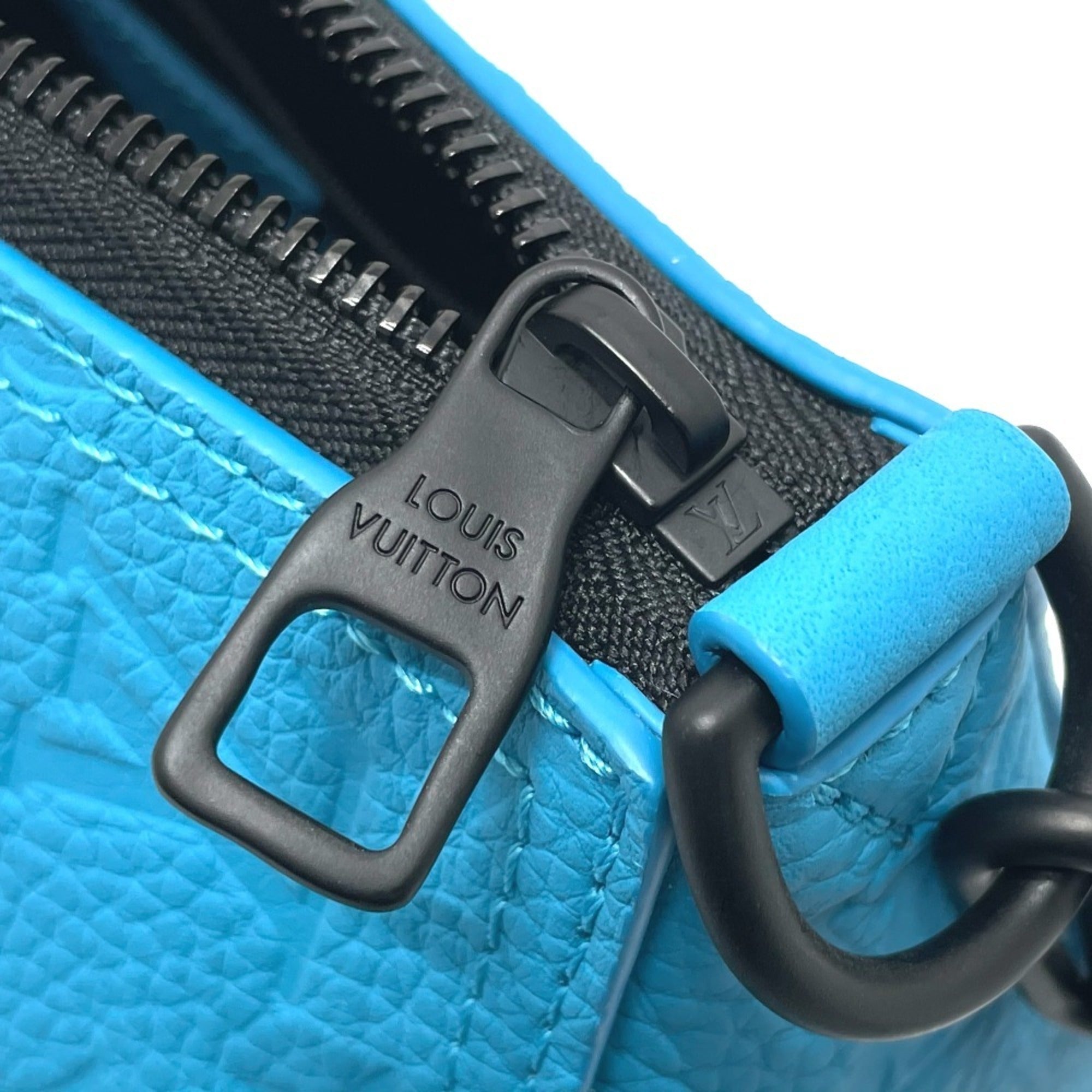 LOUIS VUITTON M55925 Monogram Empreinte Triangle Shoulder Bag Leather Men's Turquoise Blue S-210316-20 — Like New