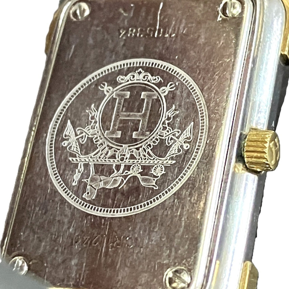 Hermes Croisière watch, total weight 37.7g, stainless steel, quartz movement, gold dial, CR1.240 battery — Good