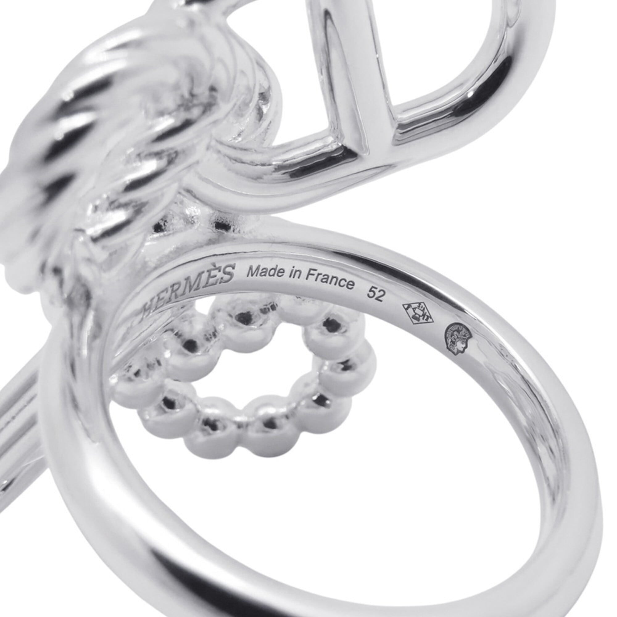 Hermes Chaine d'Ancre A II Multi-Link Ring, SV925 Silver, Ring Size 52. (HERMES ring) — Like New