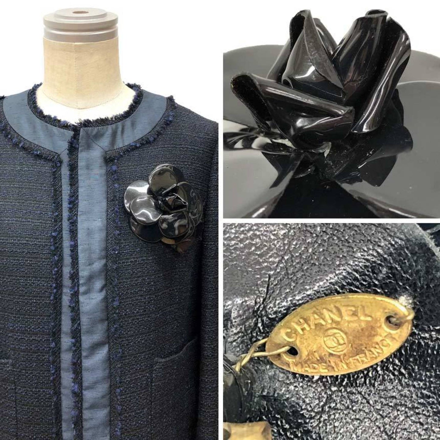 CHANEL Camellia Corsage Brooch in Black, Plain, for Women