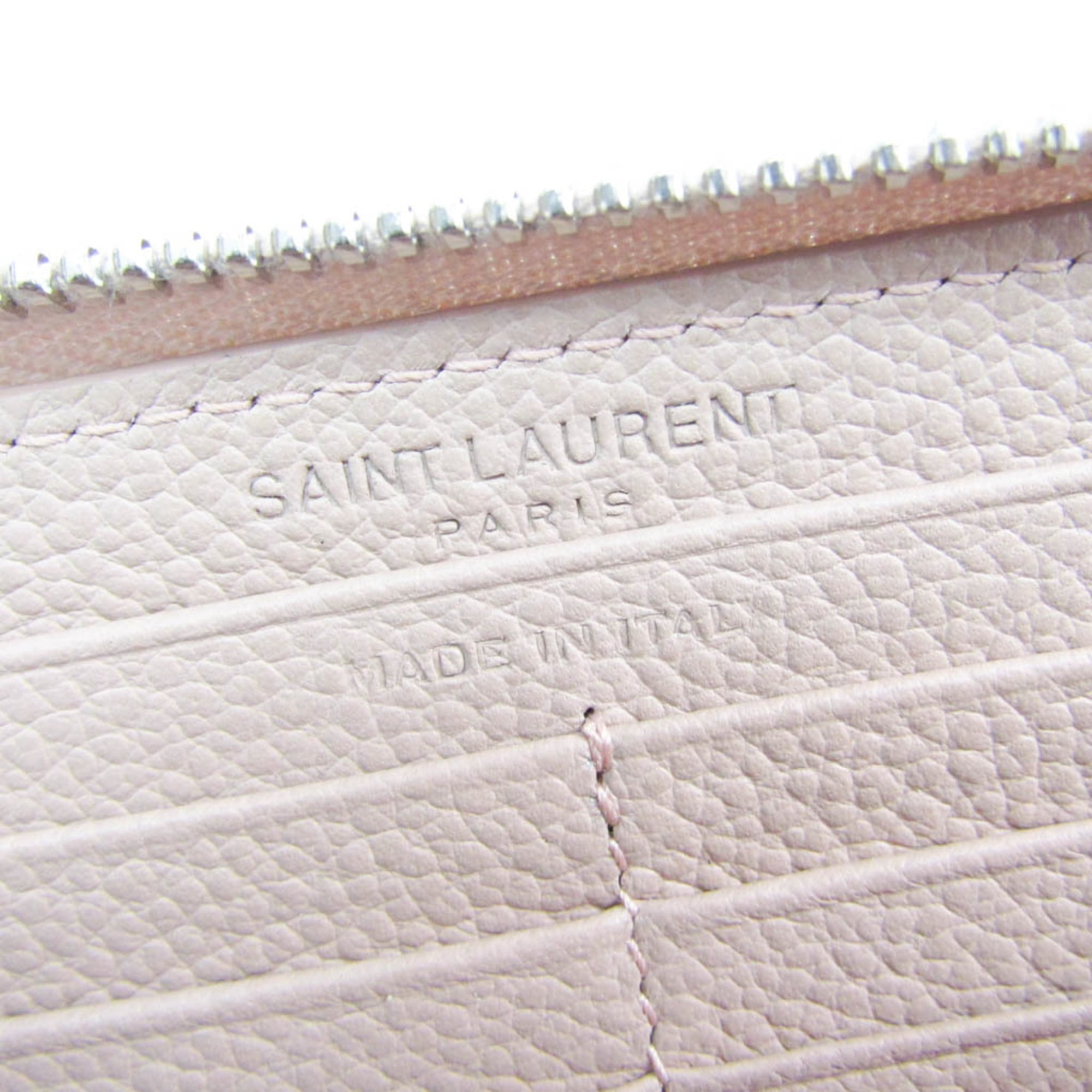Saint Laurent 414680 Women's  Calfskin Long Wallet (bi-fold) Light Pink