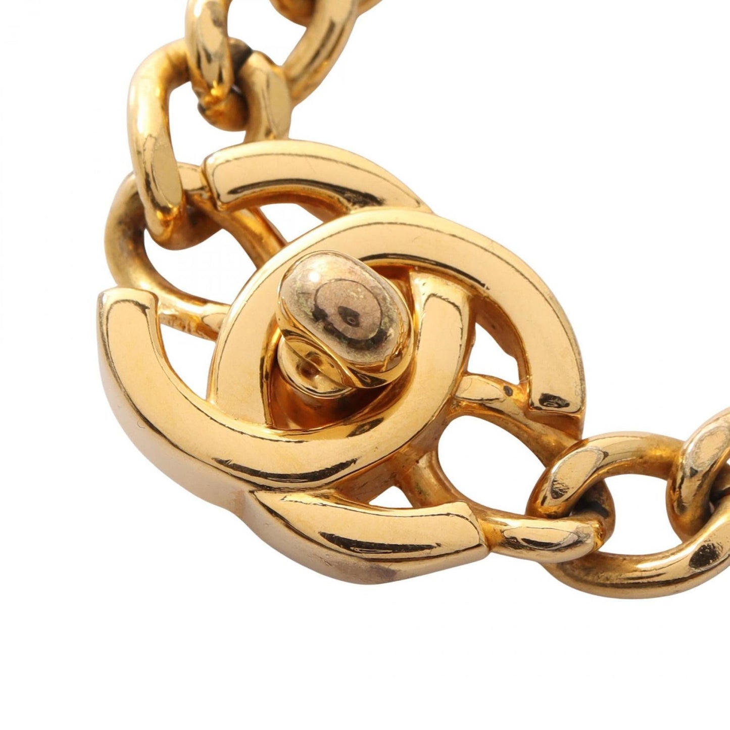 CHANEL Coco Mark Turn Lock Bracelet, Gold Plated, Women's