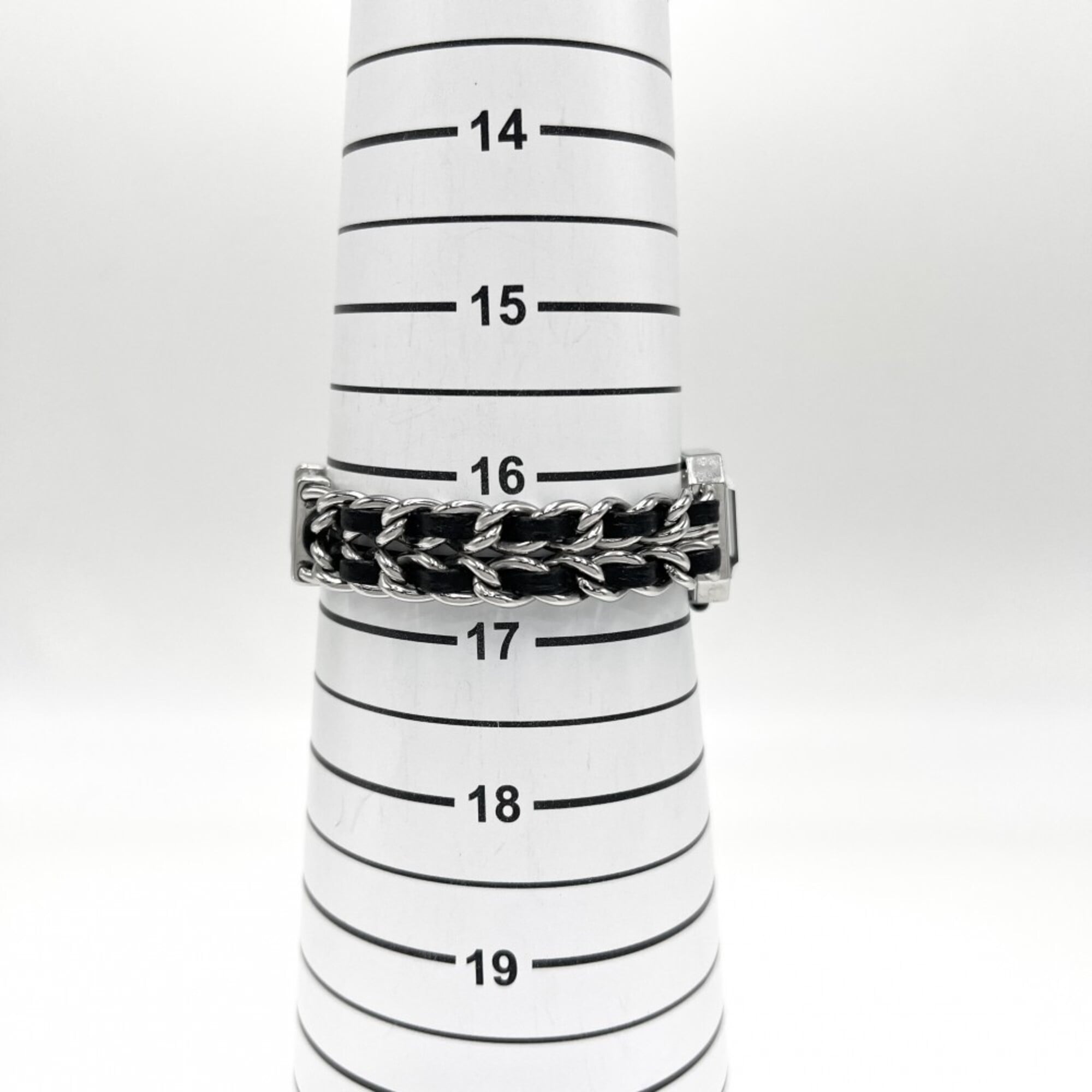 Chanel Ladies' Premiere L Watch, Battery-Powered, Black Dial, Stainless Steel Quartz Movement, Silver/Black Strap — Good