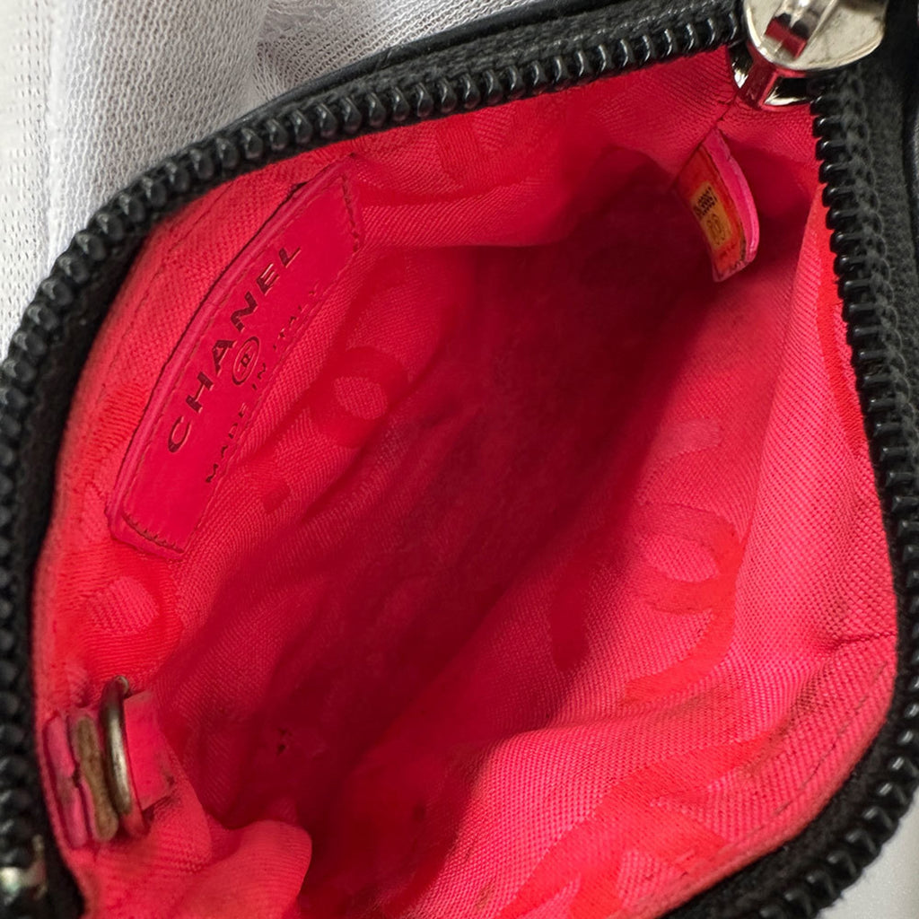 CHANEL wallet with Coco mark, men's and women's brand wallet/coin case, lambskin Cambon black silver hardware, compact mini wallet, no key ring