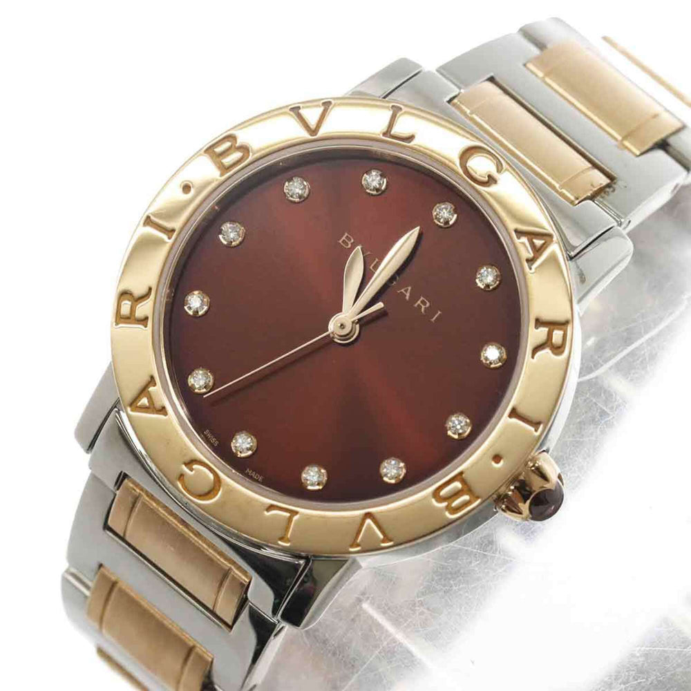 BVLGARI BBLP33SG Boys' Watch 12P Diamond Brown 18KPG Pink Gold Automatic — Like New