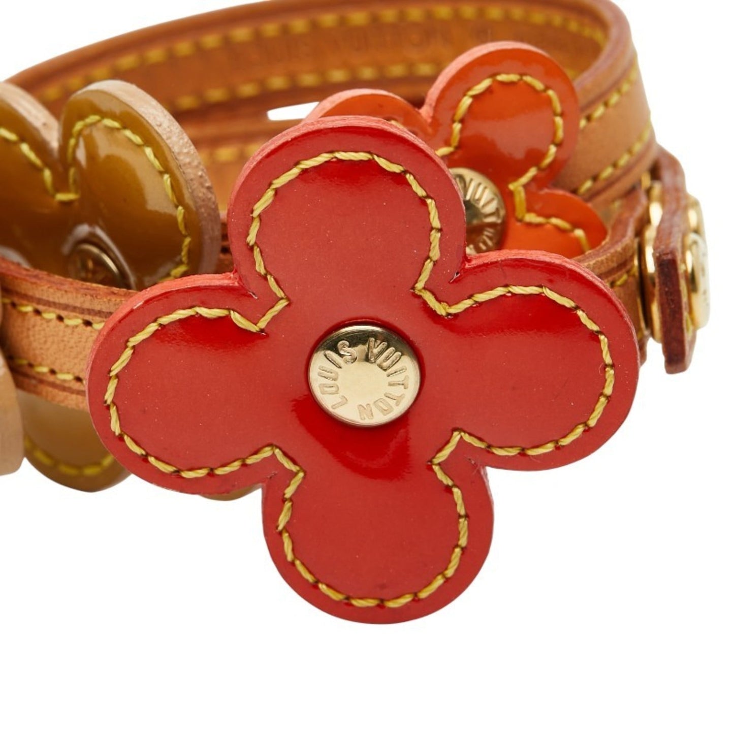 Louis Vuitton Monogram Vernis Flower Lexington Bracelet M92251 Brown, Orange, and Red Leather Women's LOUIS VUITTON