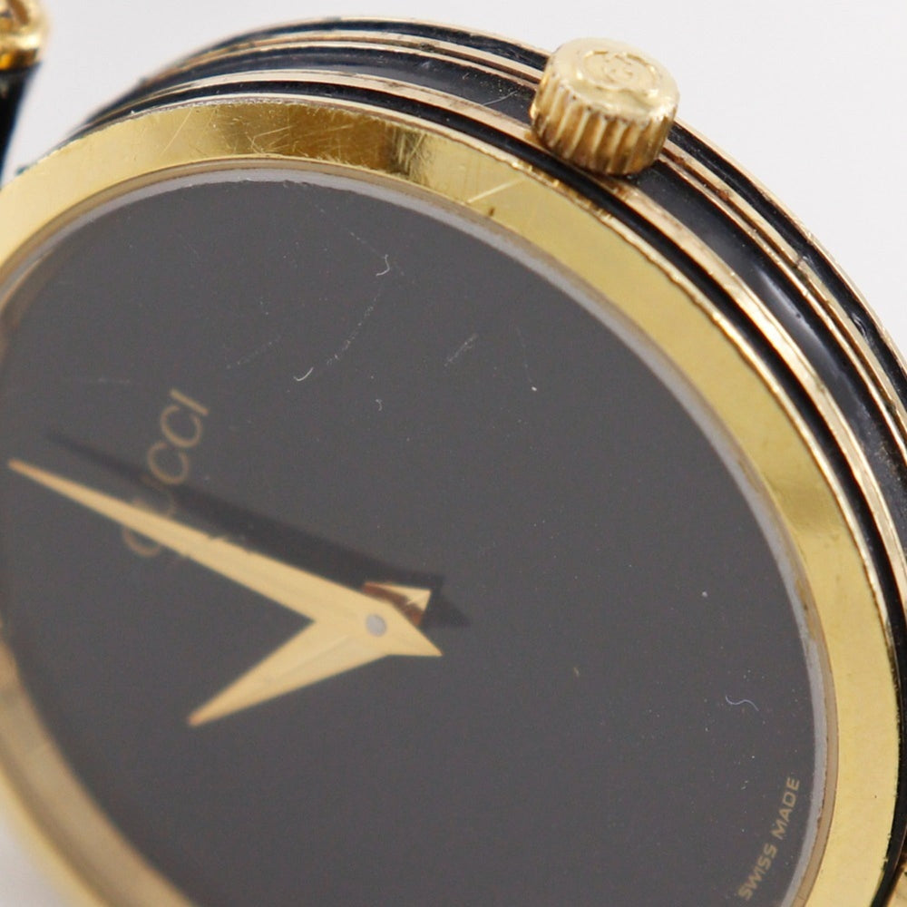 Gucci Sherry Line Watch, Gold Plated, Quartz, Analog, Black Dial, Men's — Good