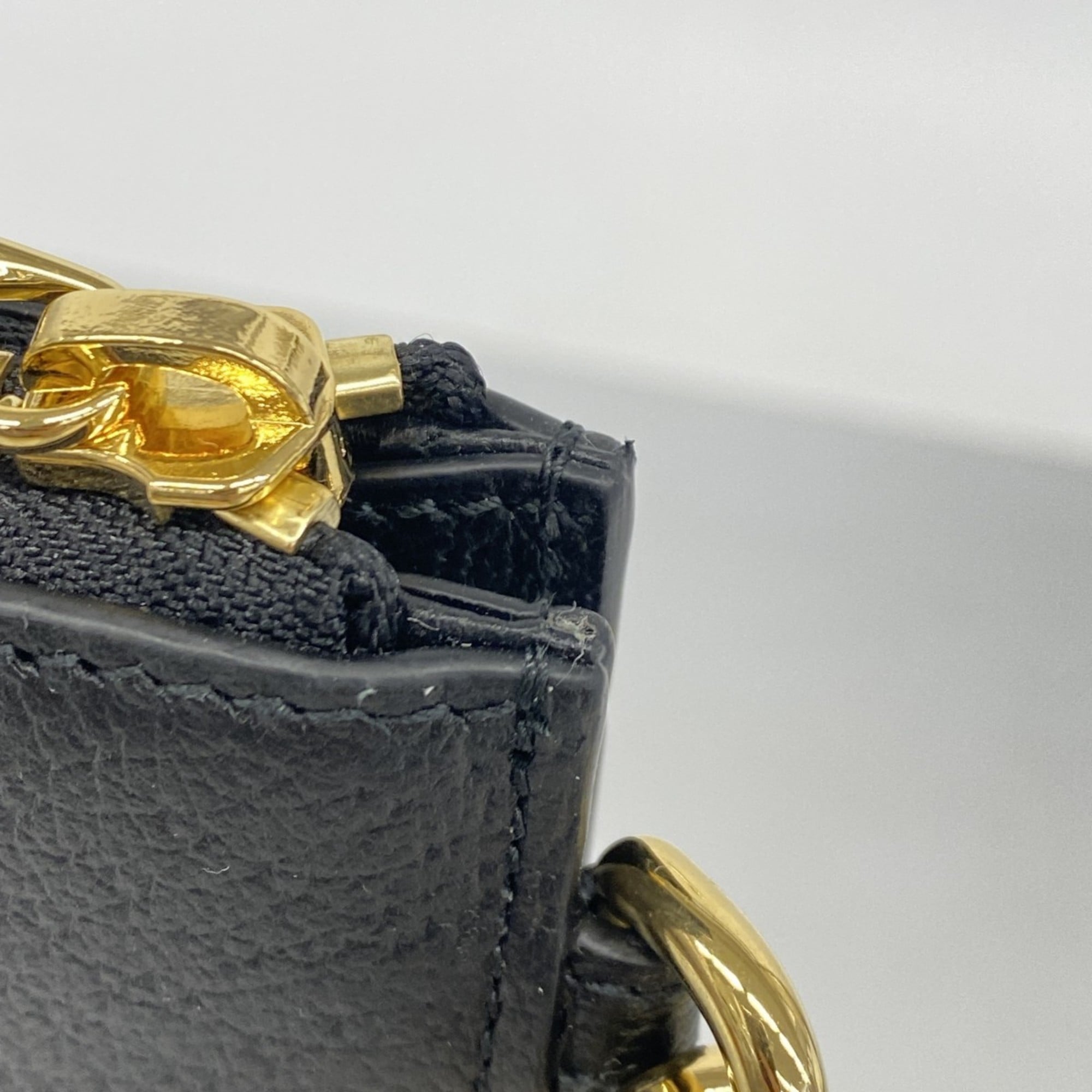 Gucci Horsebit Clutch Bag 700524 Leather Black Champagne Men's Women's