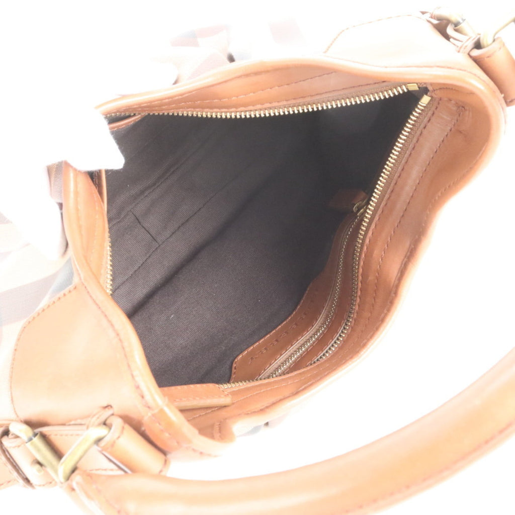 Burberry Nova Check Leather Shoulder Bag/Tote Bag/Handbag Brown Women's