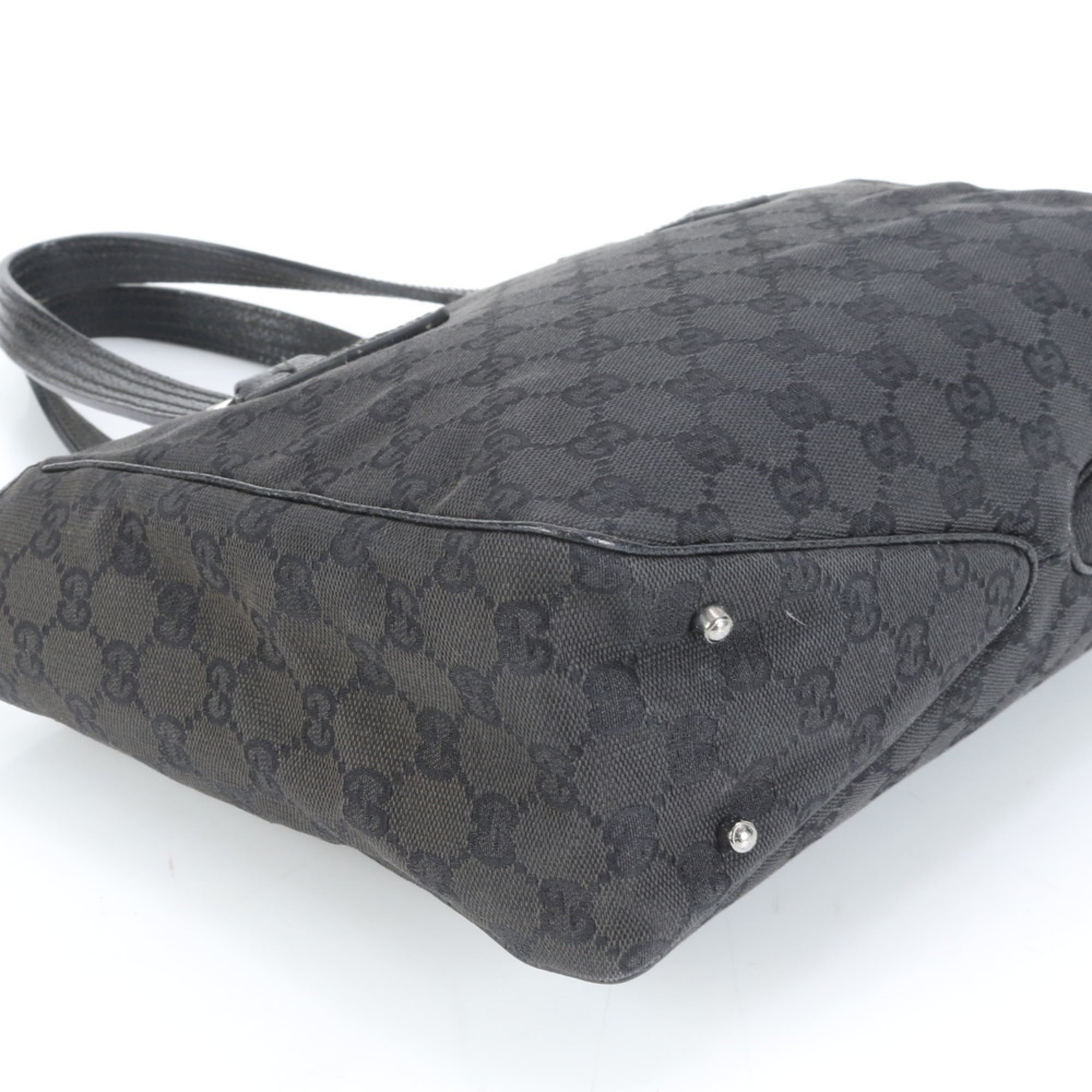 Gucci GG Canvas 113019 Leather Tote Bag Shoulder Handbag Black Women's