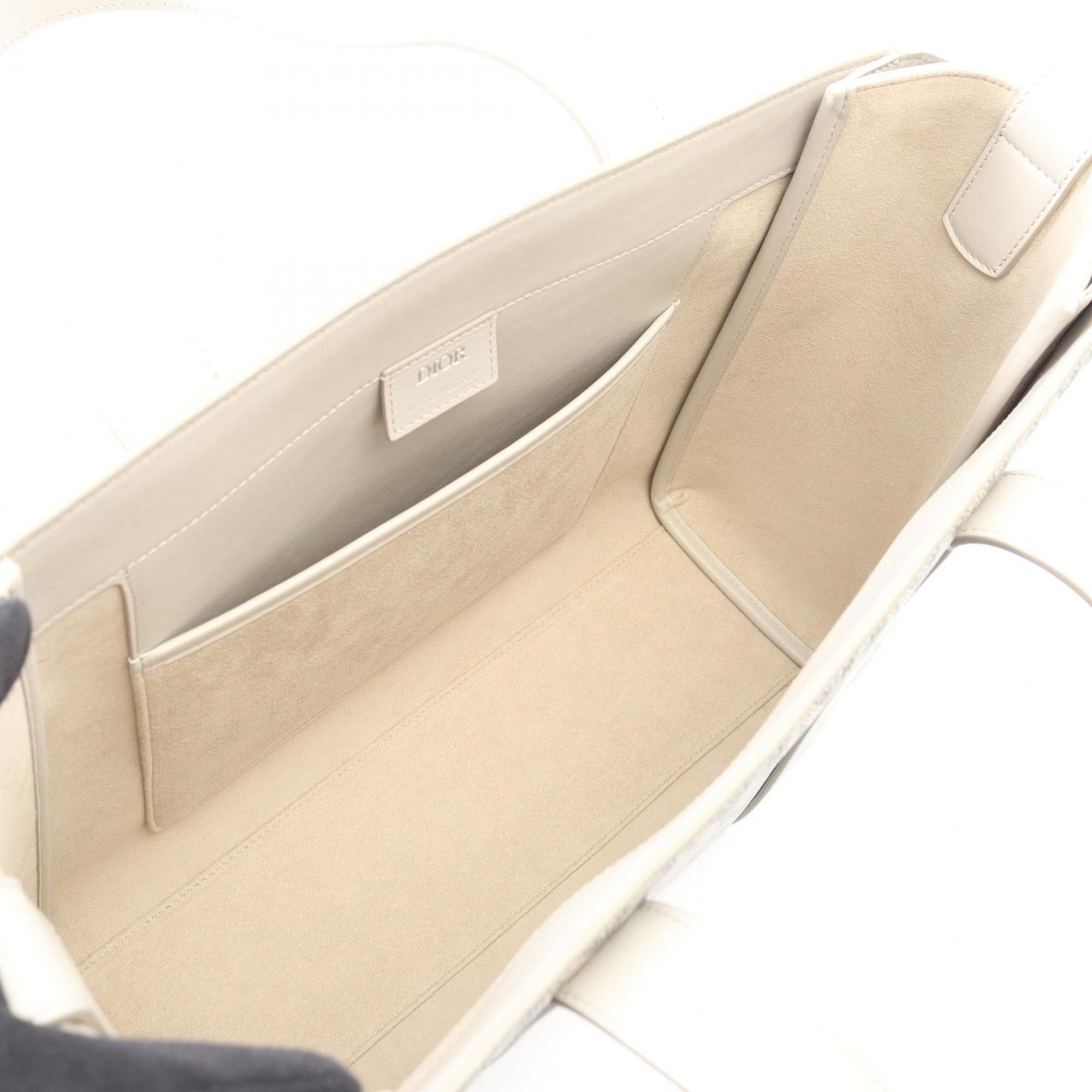 Christian Dior Dior CD Diamond Color Tote Bag, Coated Canvas and Leather, Women's, Gray, Multicolor