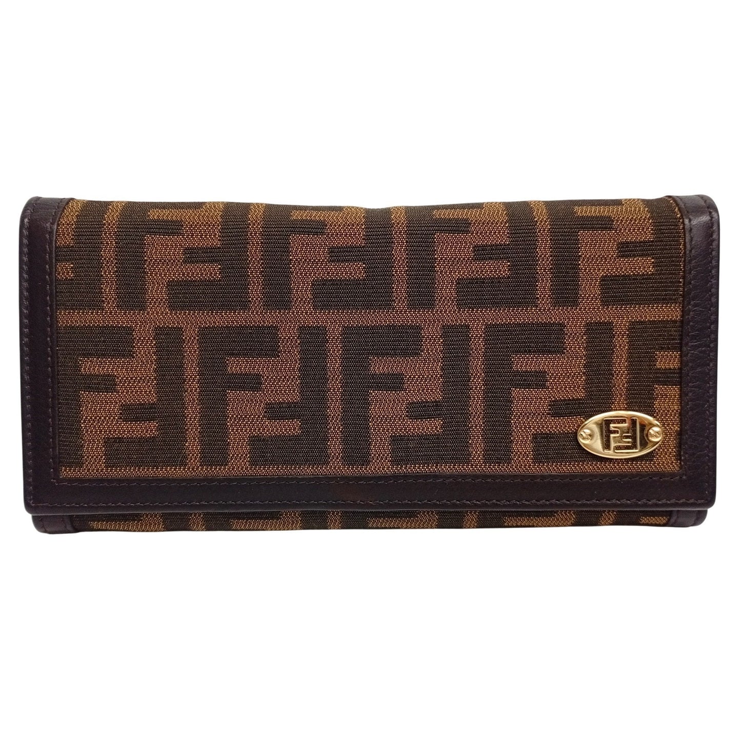FENDI Zucca pattern long wallet, tri-fold L-shaped Fendi wallet