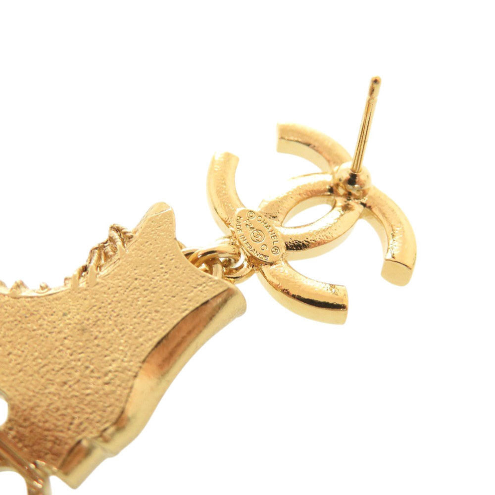 Unused Chanel Coco Mark Roller Skates Metal Rhinestone Faux Pearl Gold Earrings 1465CHANEL — Like New