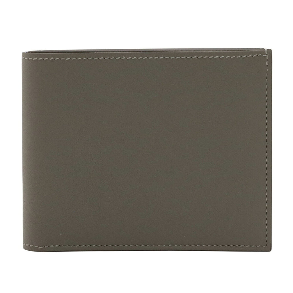 HERMES Citizen Twill Compact Bi-fold Wallet in Swift Leather and Silk, Gray, B Stamp