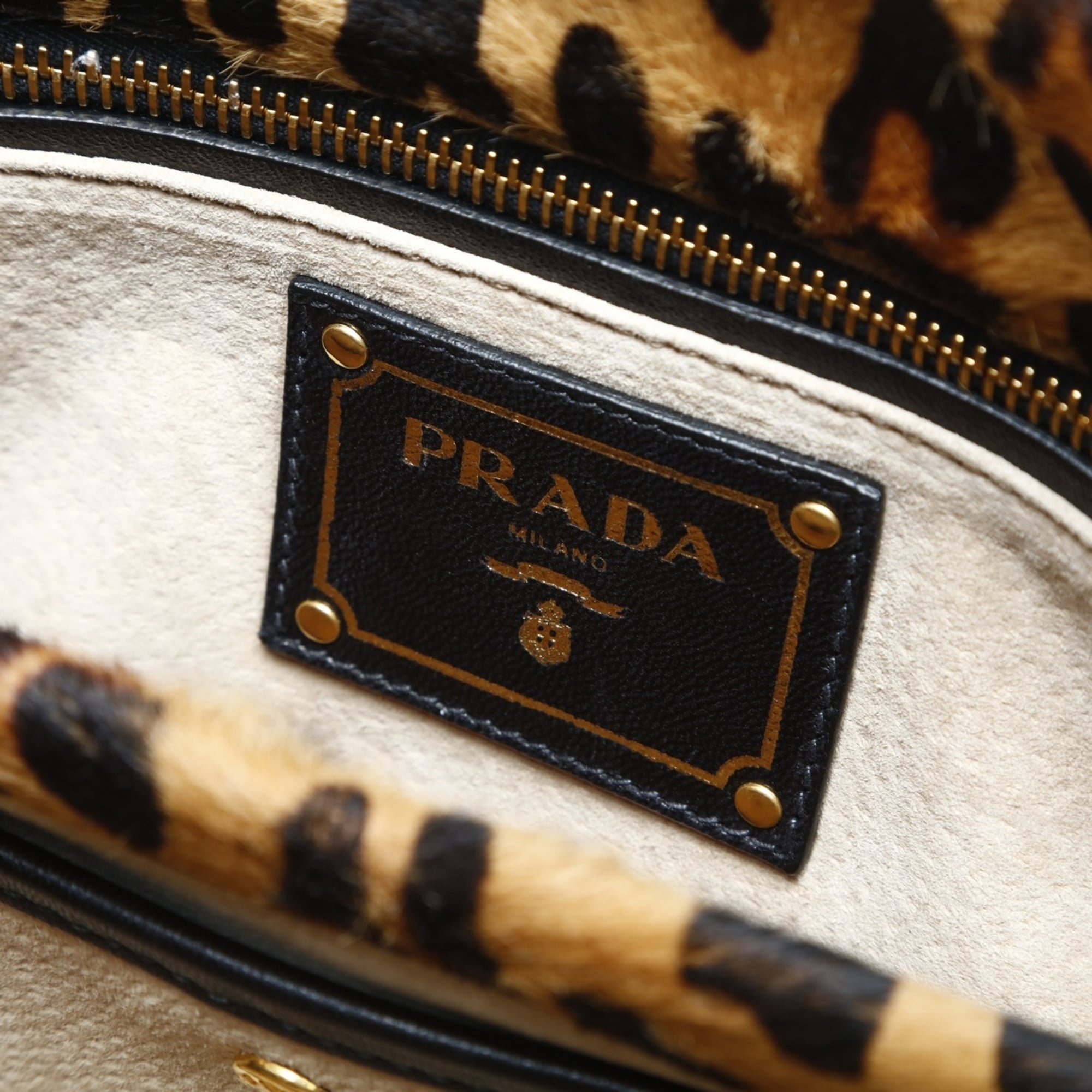 Prada Harako Leopard Print 2-Way Handbag in Brown