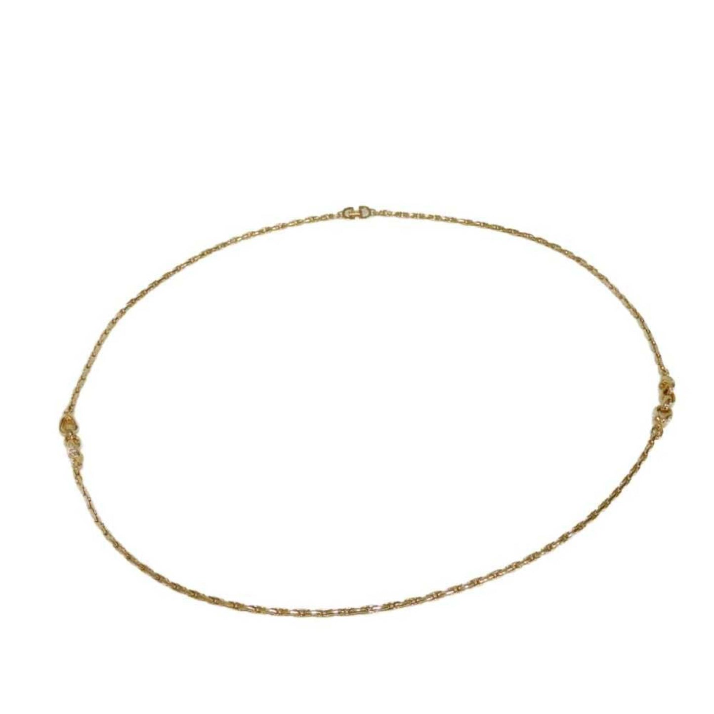Christian Dior Dior Crystal Spiga Necklace, Long Chain, 88cm, Clear Rhinestones, GP Plated Gold, Women's