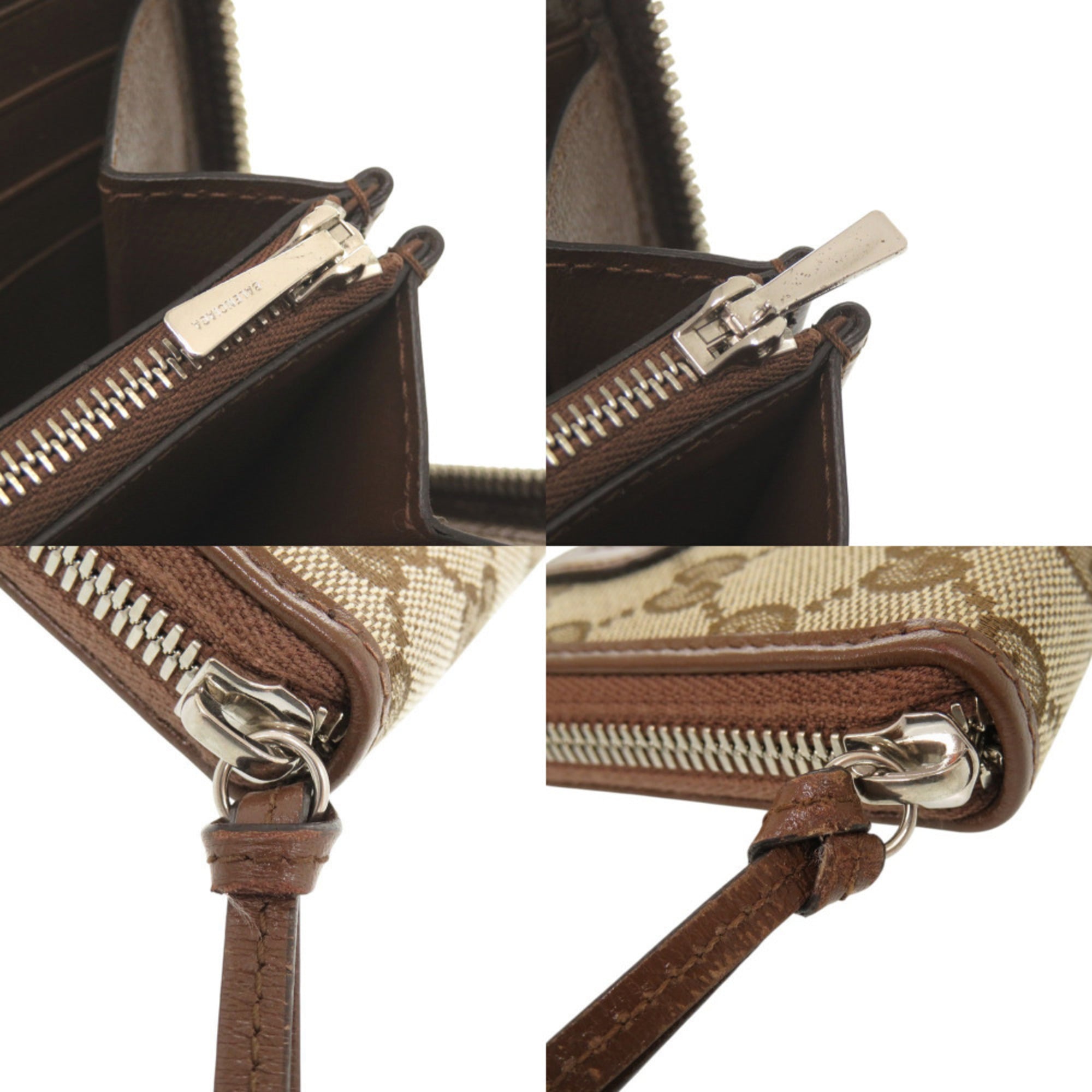 Like new Gucci x Balenciaga The Hacker Project Neo Classic 681710 GG canvas and leather beige/brown round zipper long wallet 1086 GUCCI